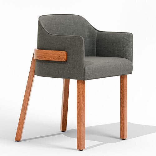 Armchair with wooden legs Low-poly 3D model 3