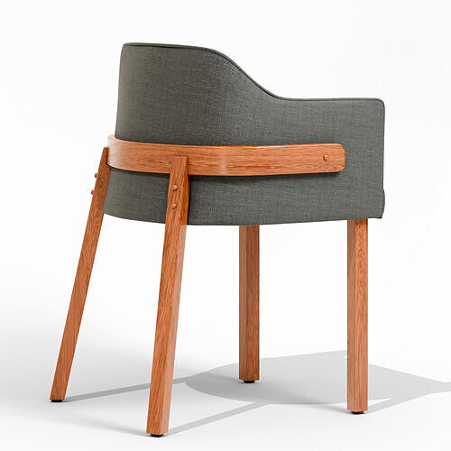 Armchair with wooden legs Low-poly 3D model 5