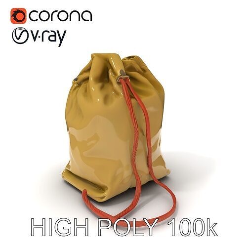 Drawstring Backpack D Model Pack Low-poly 3D model