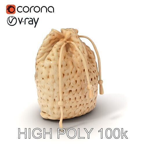 Macrame Yarn Bag Model Pack for Crafts and Decor Low-poly 3D model
