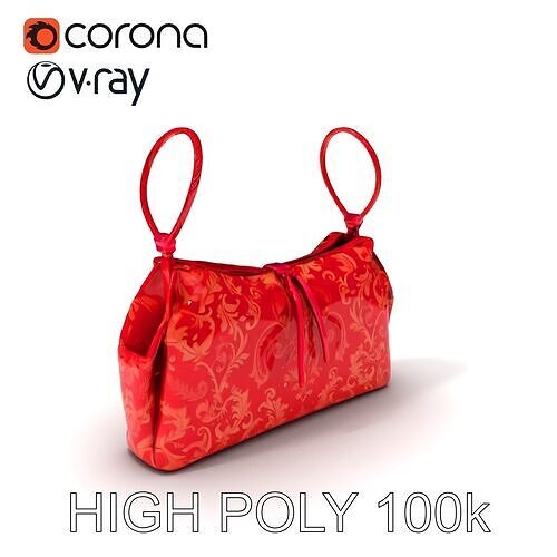 Elegant Handbag Model Pack with Ornate Pattern Low-poly 3D model
