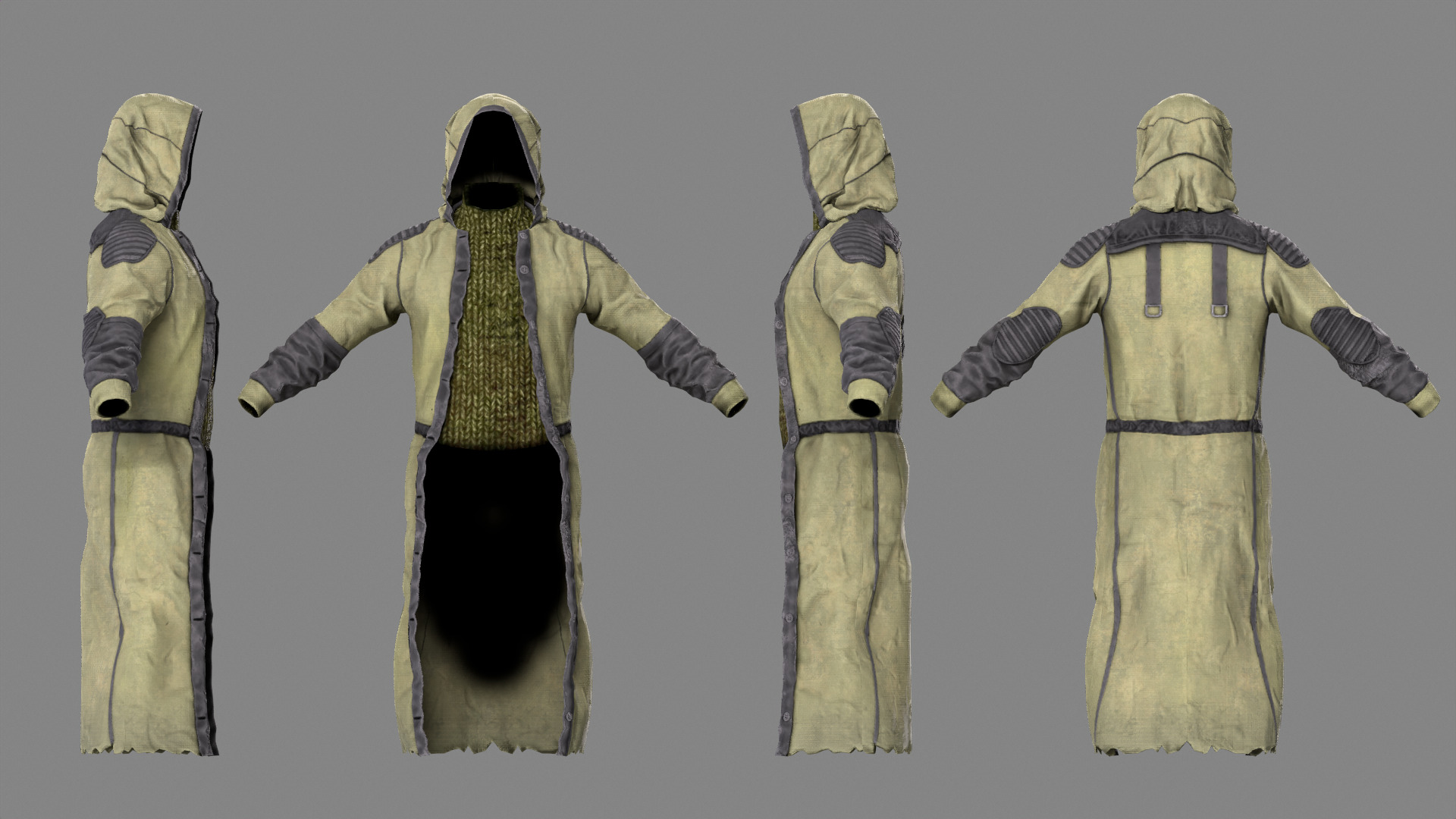 Stalker like coat for Dayz game Low-poly 3D model_6