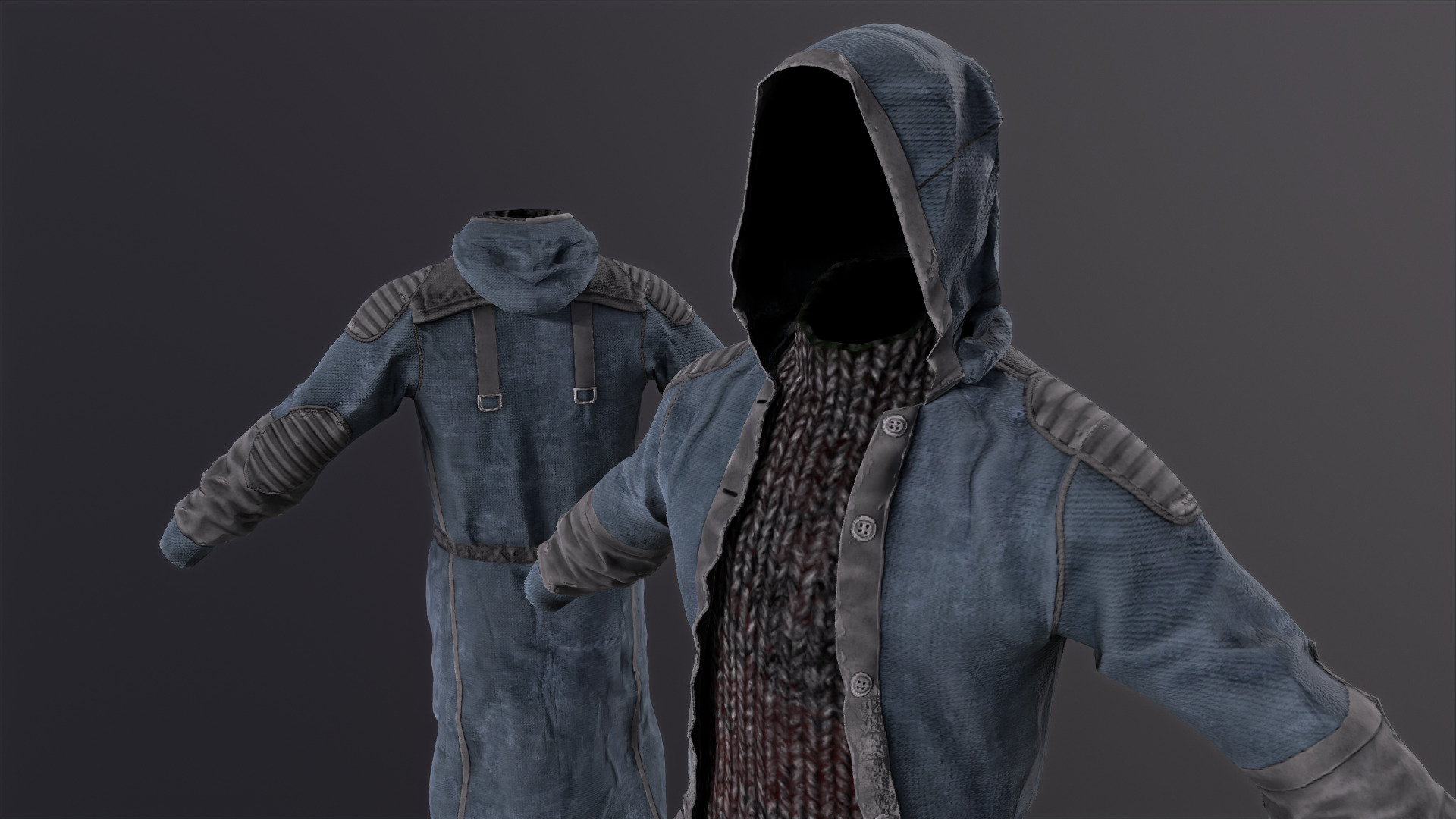 Stalker like coat for Dayz game Low-poly 3D model_2