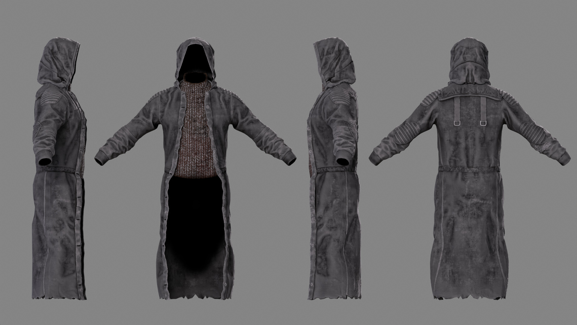Stalker like coat for Dayz game Low-poly 3D model_5