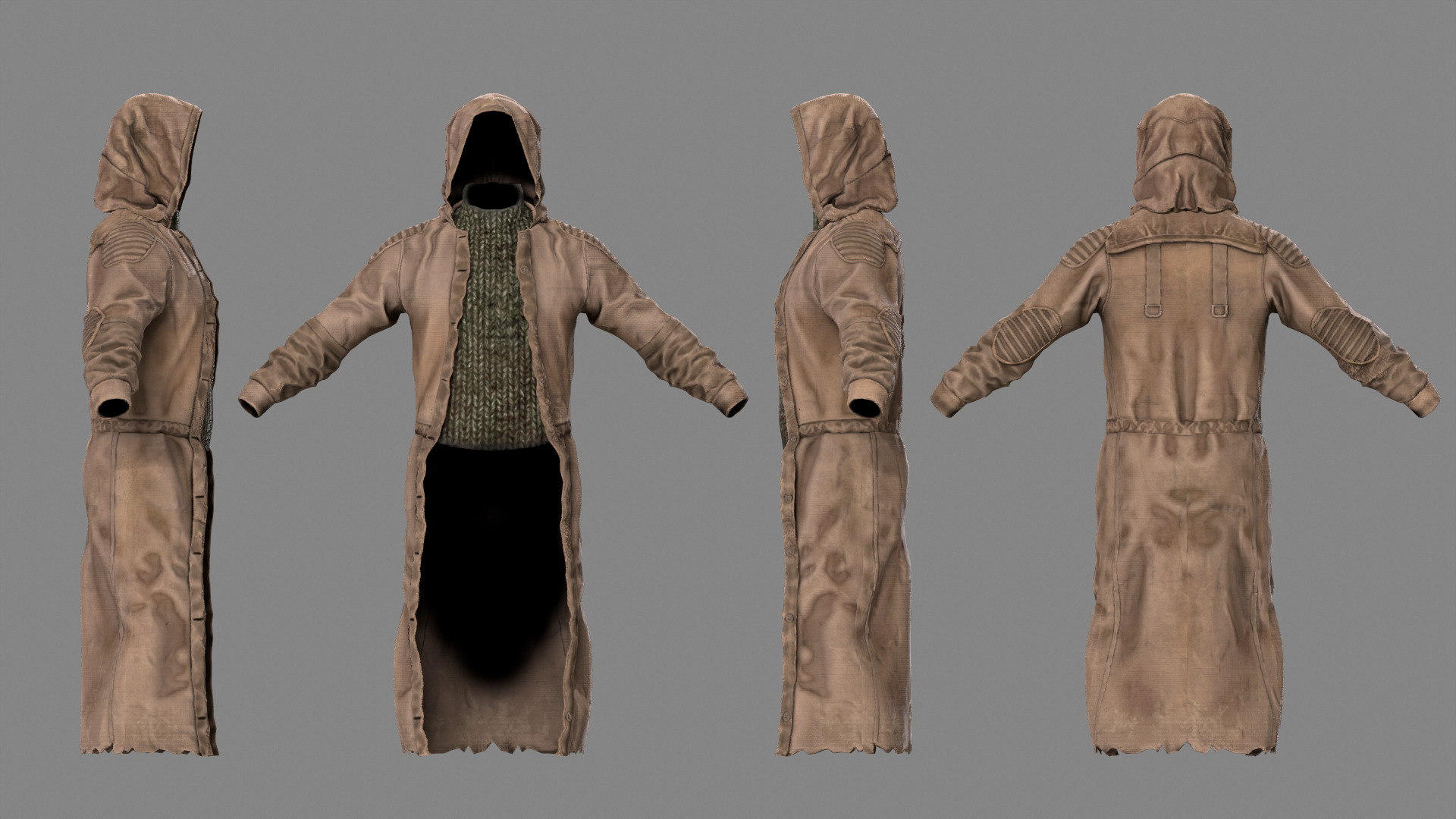 Stalker like coat for Dayz game Low-poly 3D model_8