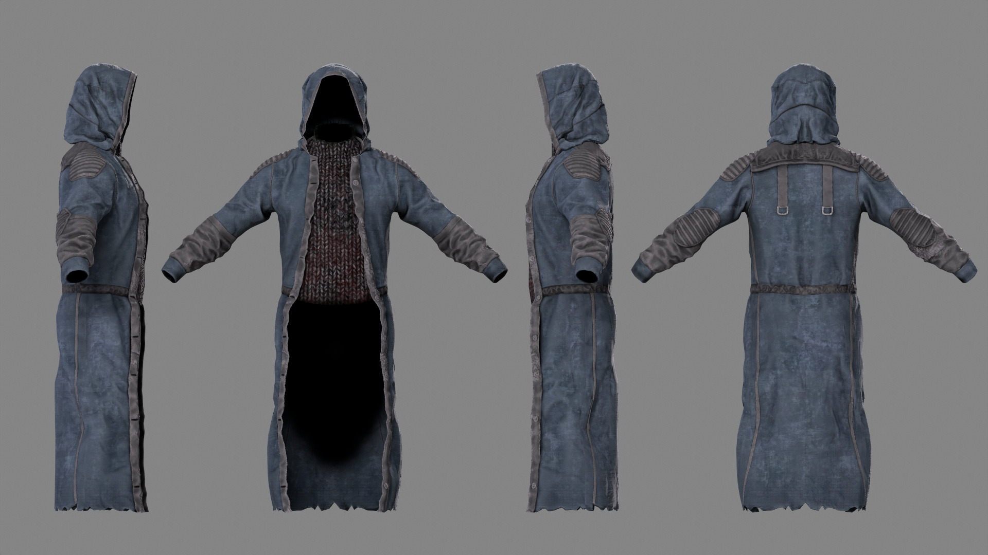 Stalker like coat for Dayz game Low-poly 3D model_4