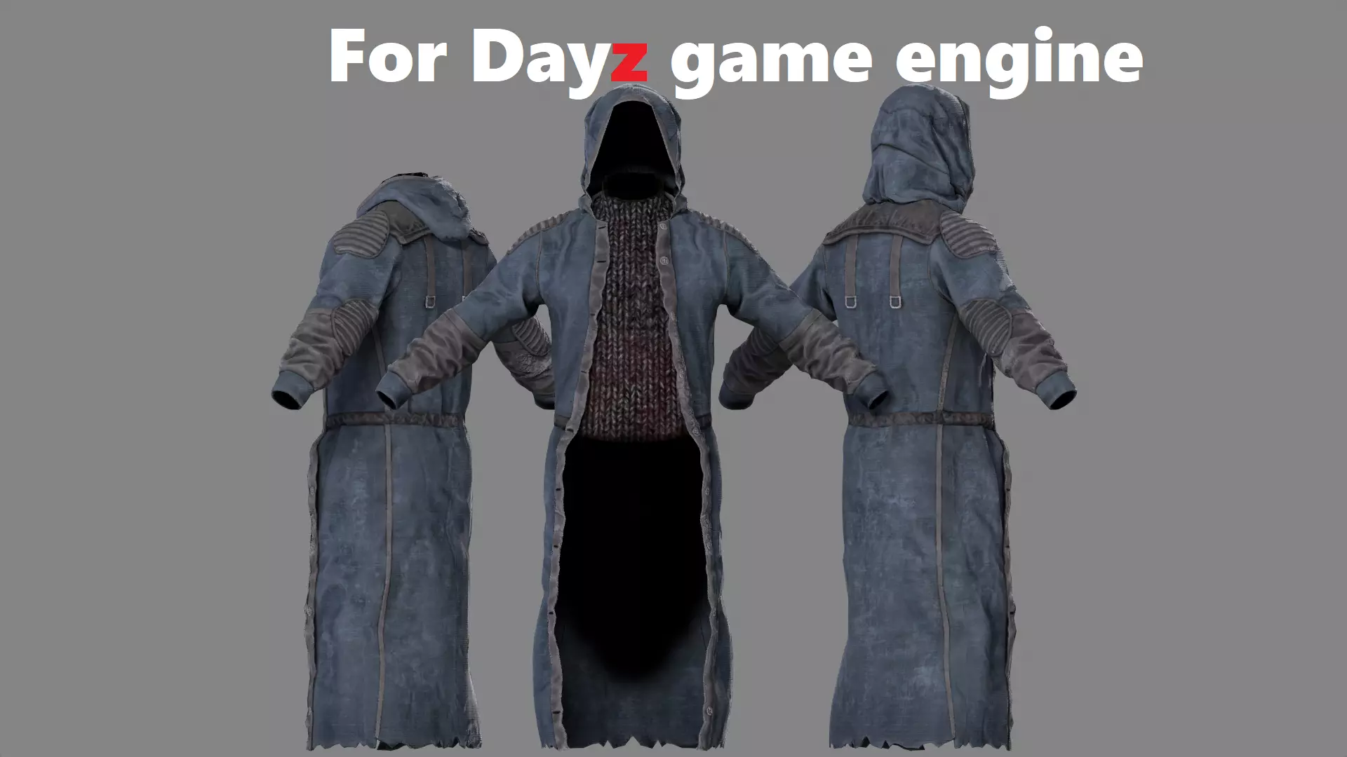 Stalker like coat for Dayz game Low-poly 3D model_0