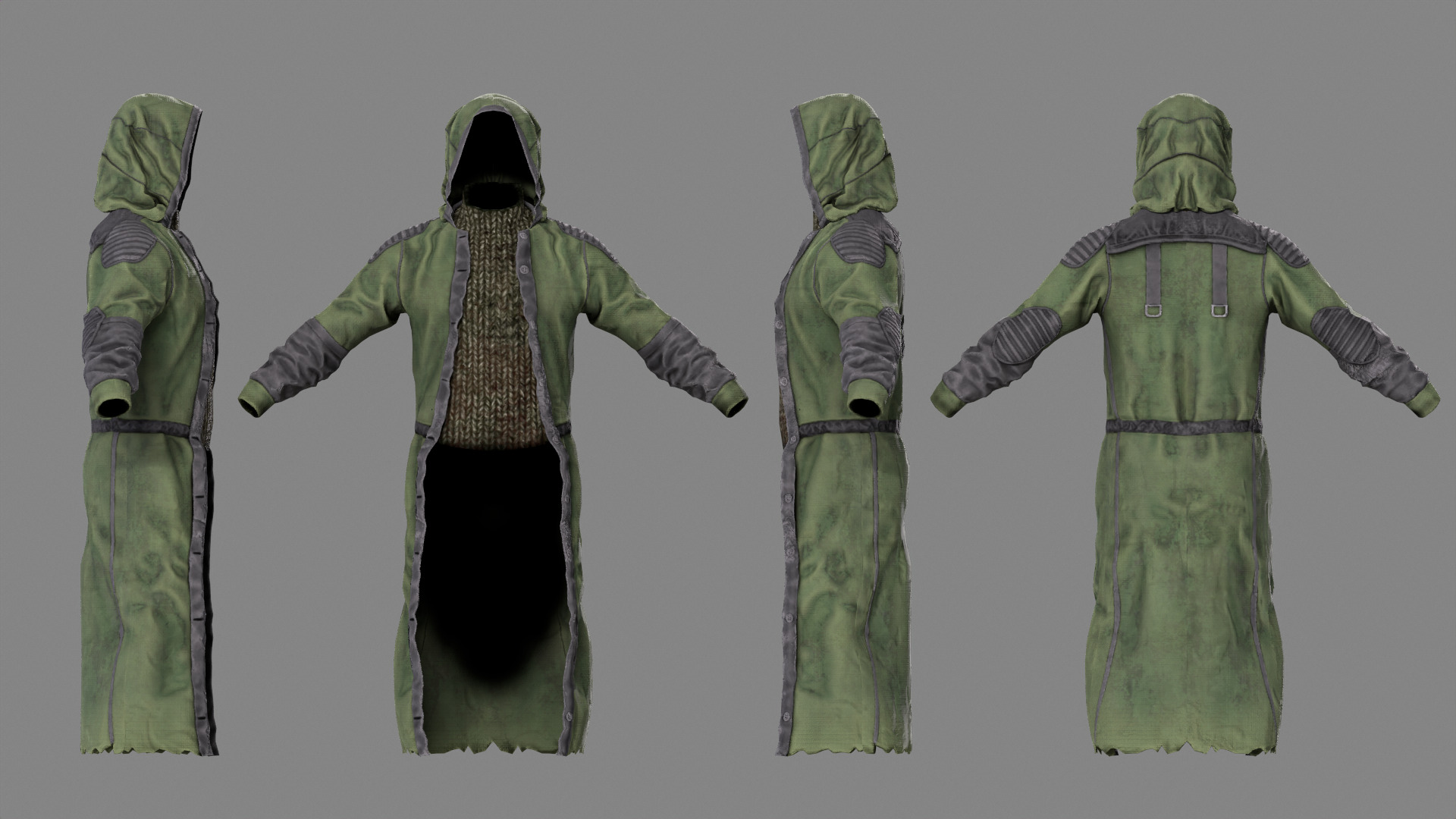 Stalker like coat for Dayz game Low-poly 3D model_7