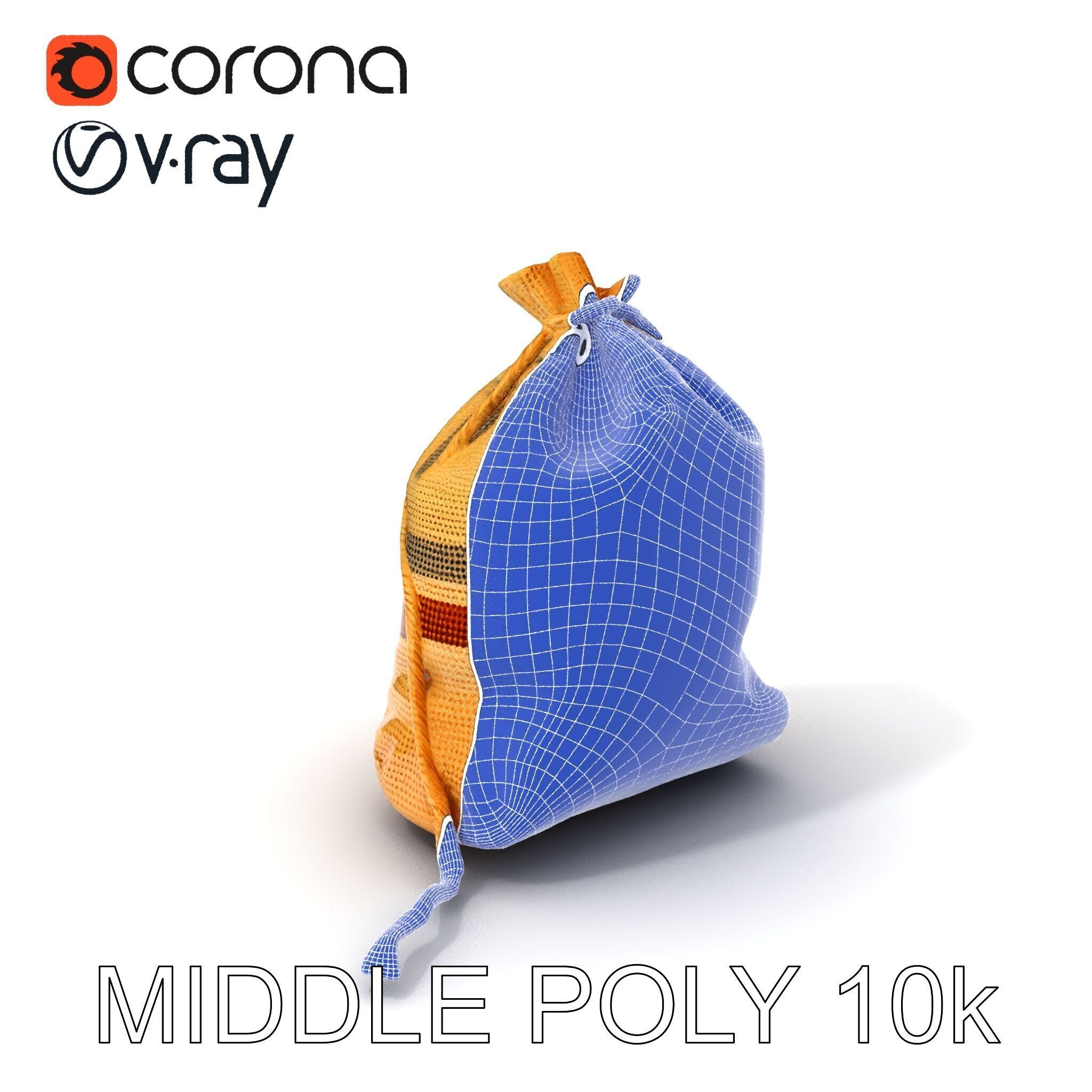 Canvas Sack Model Pack with Textured Details Low-poly 3D model_16