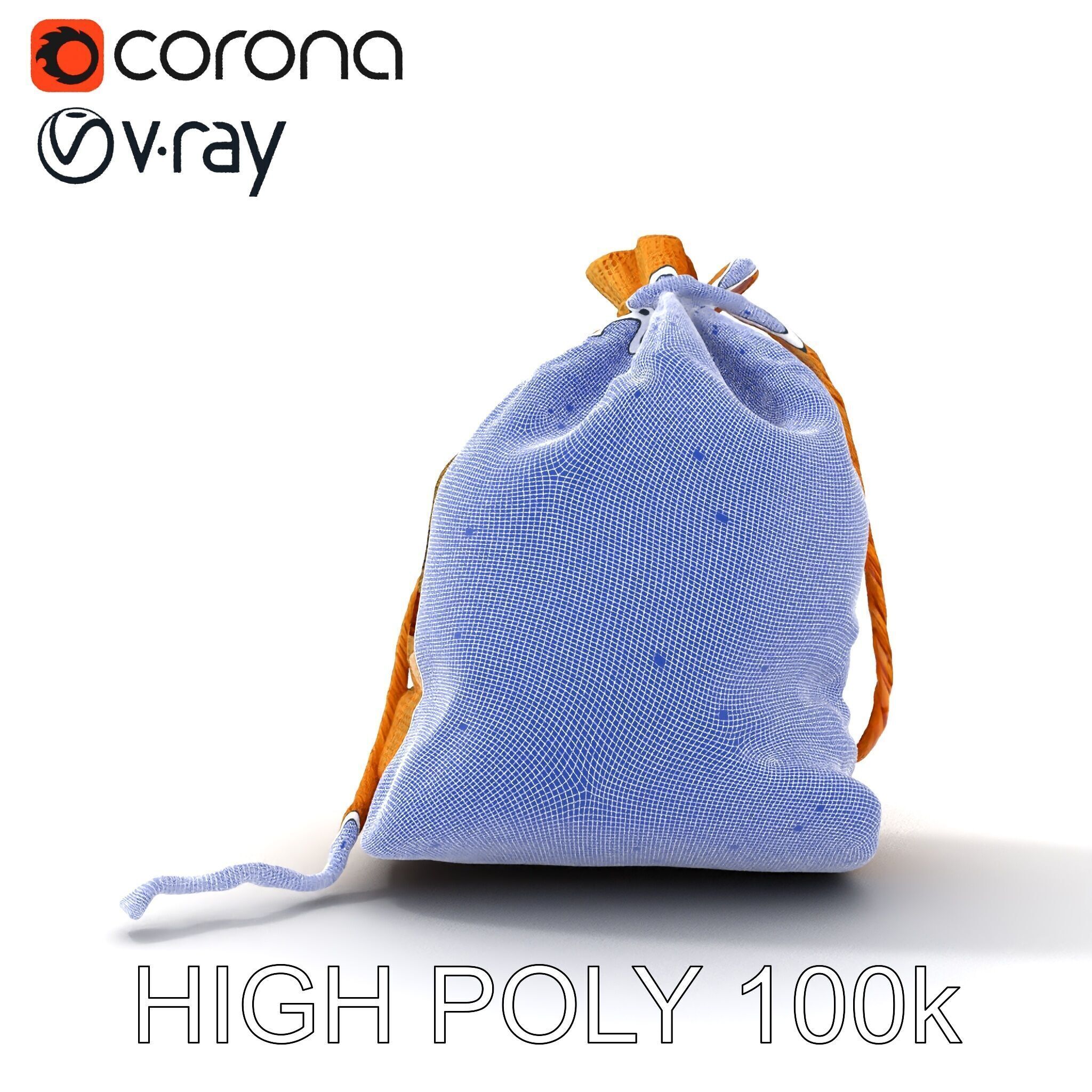 Canvas Sack Model Pack with Textured Details Low-poly 3D model_24