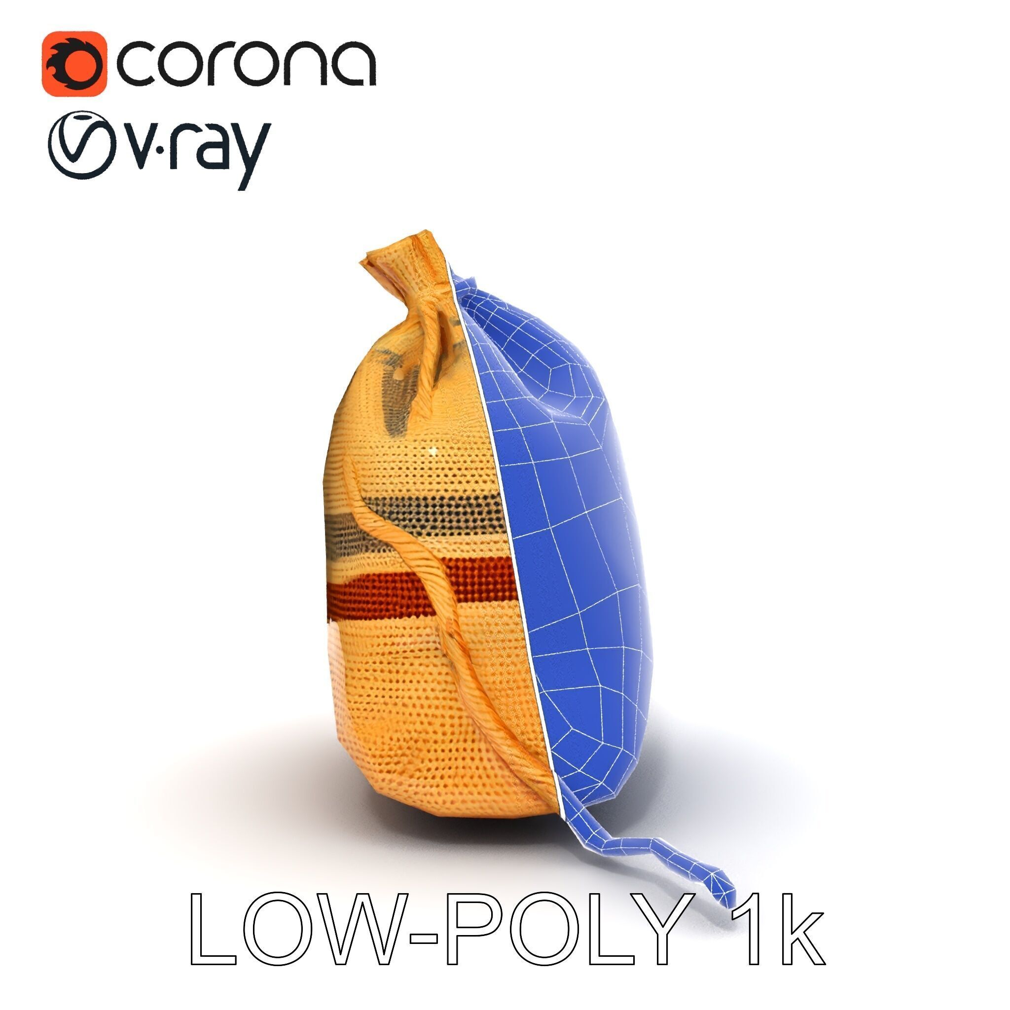 Canvas Sack Model Pack with Textured Details Low-poly 3D model_12