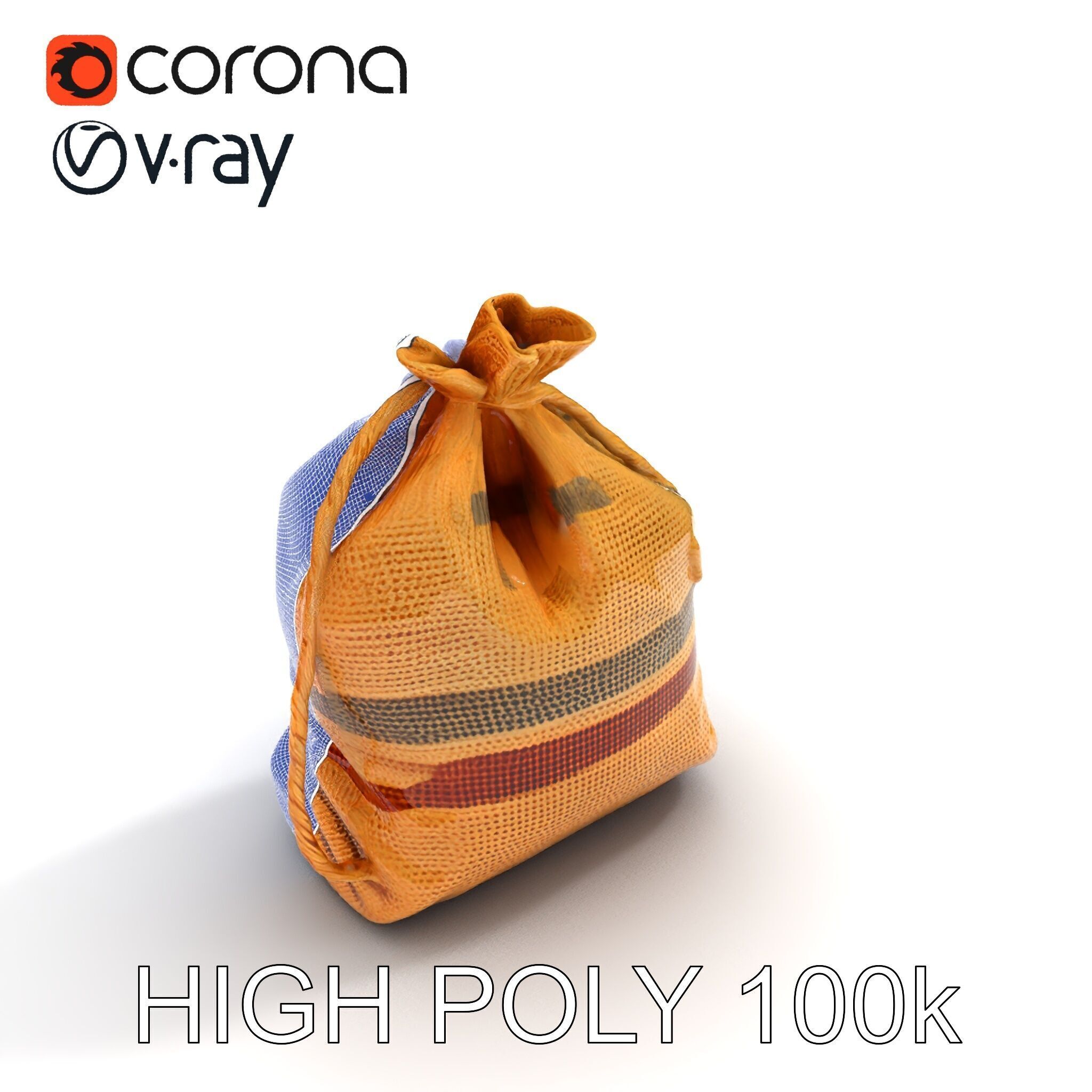 Canvas Sack Model Pack with Textured Details Low-poly 3D model_8