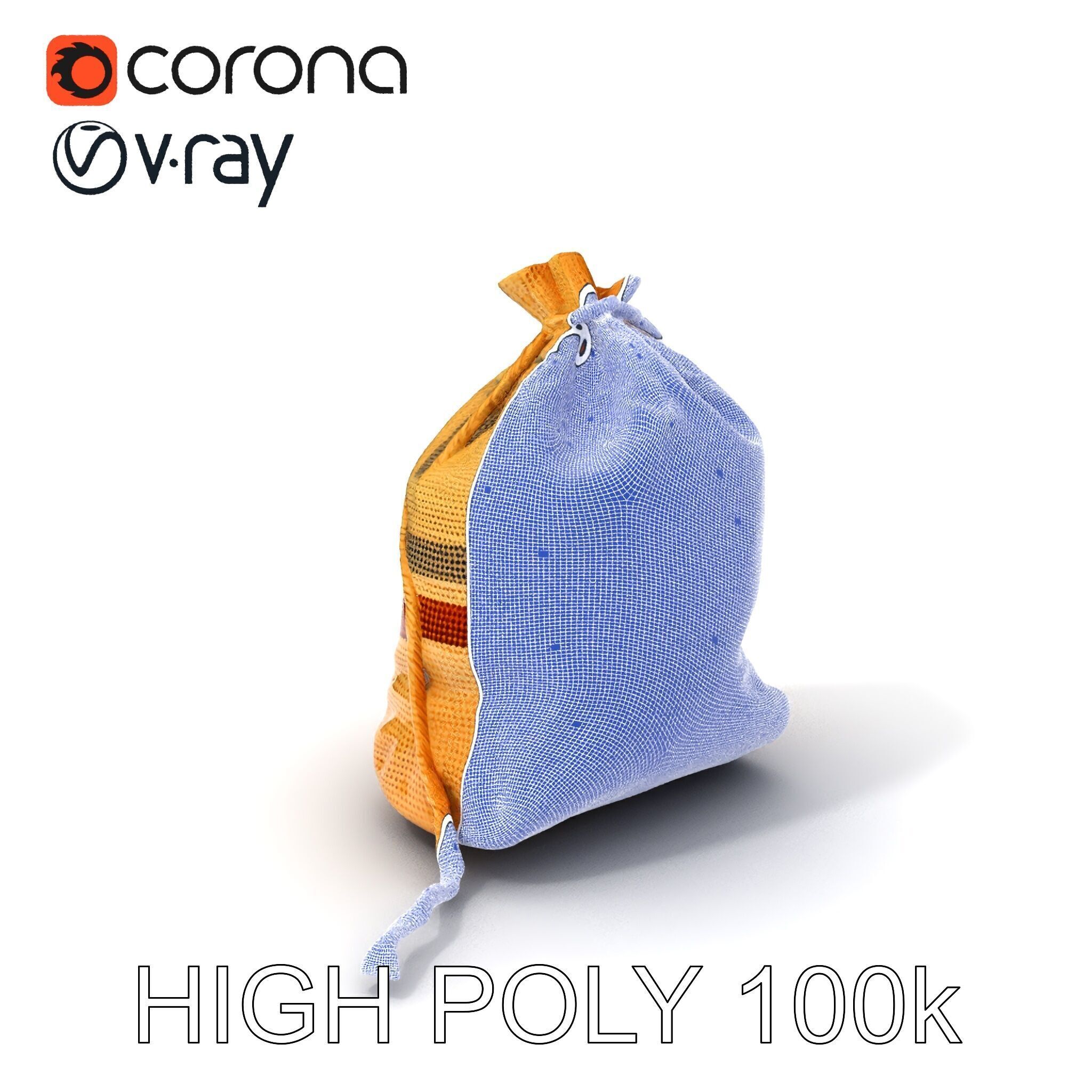 Canvas Sack Model Pack with Textured Details Low-poly 3D model_3