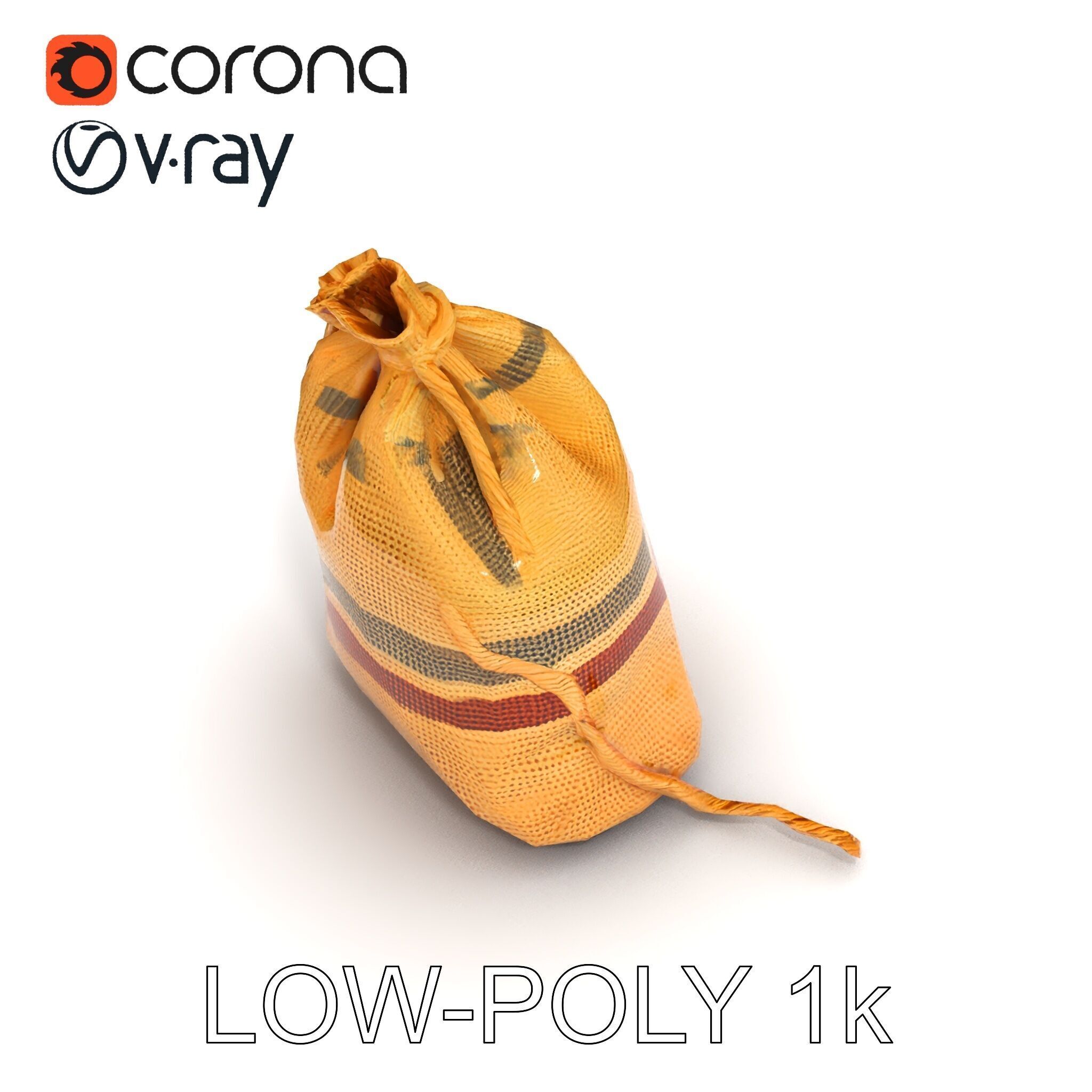 Canvas Sack Model Pack with Textured Details Low-poly 3D model_32
