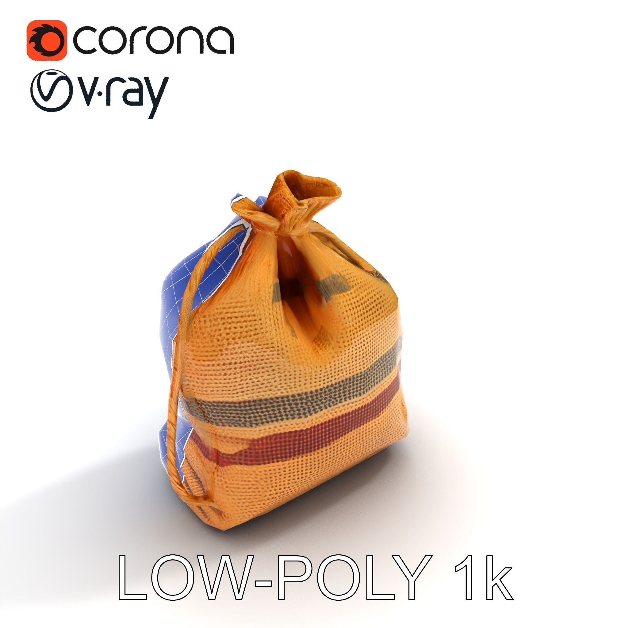 Canvas Sack Model Pack with Textured Details Low-poly 3D model_34