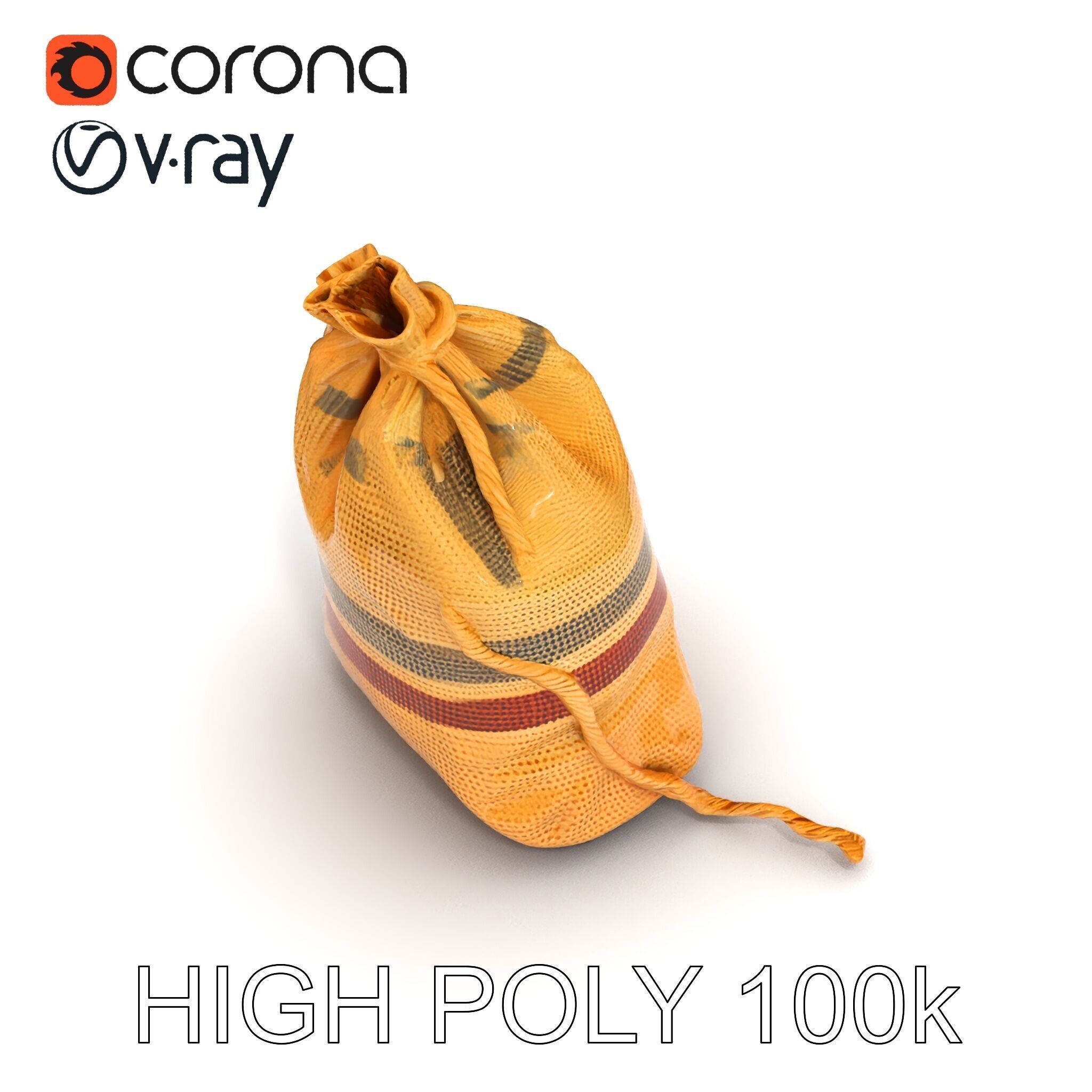 Canvas Sack Model Pack with Textured Details Low-poly 3D model_15