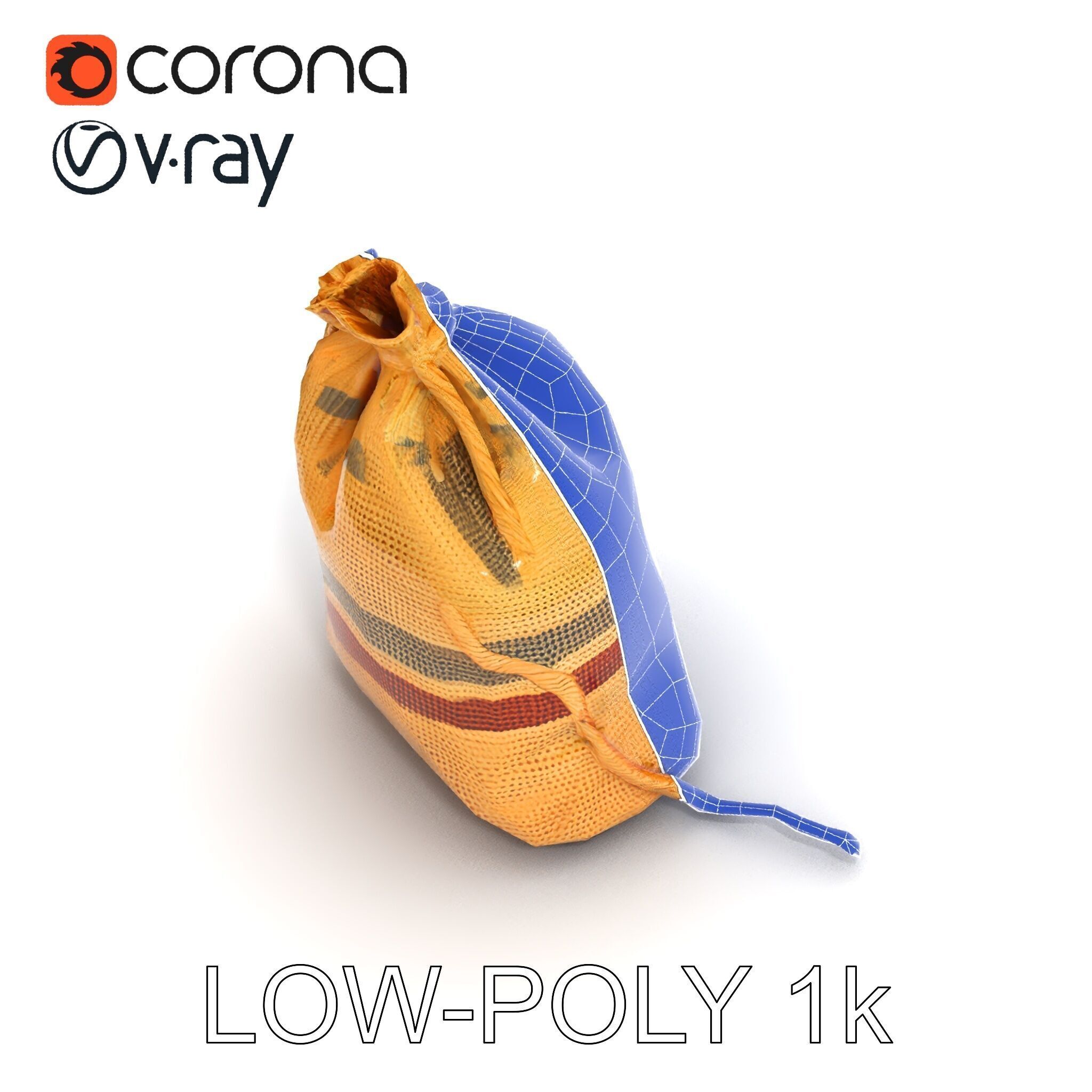 Canvas Sack Model Pack with Textured Details Low-poly 3D model_20