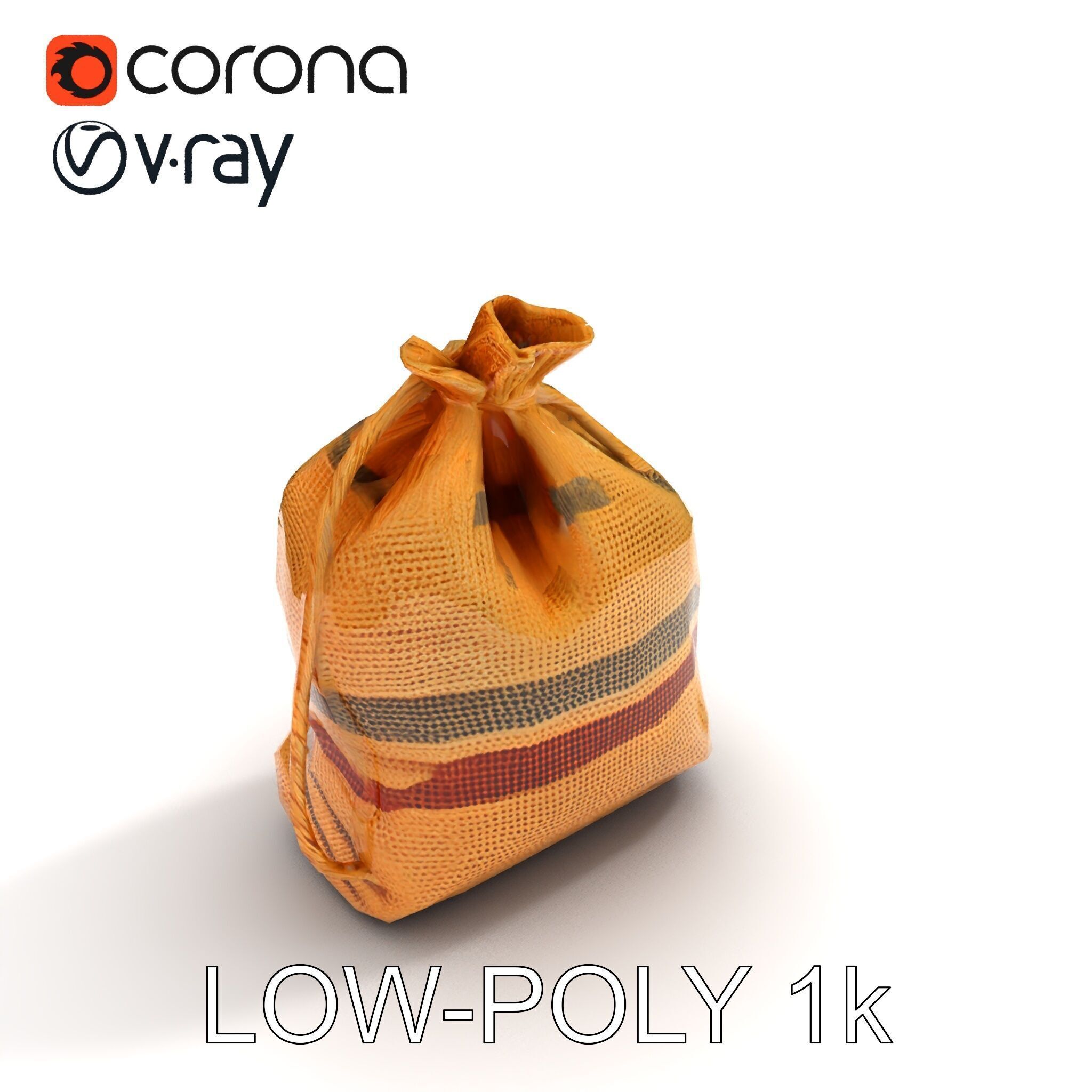 Canvas Sack Model Pack with Textured Details Low-poly 3D model_23