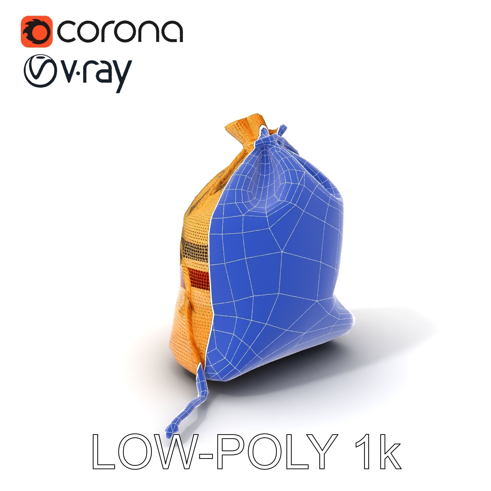 Canvas Sack Model Pack with Textured Details Low-poly 3D model_14