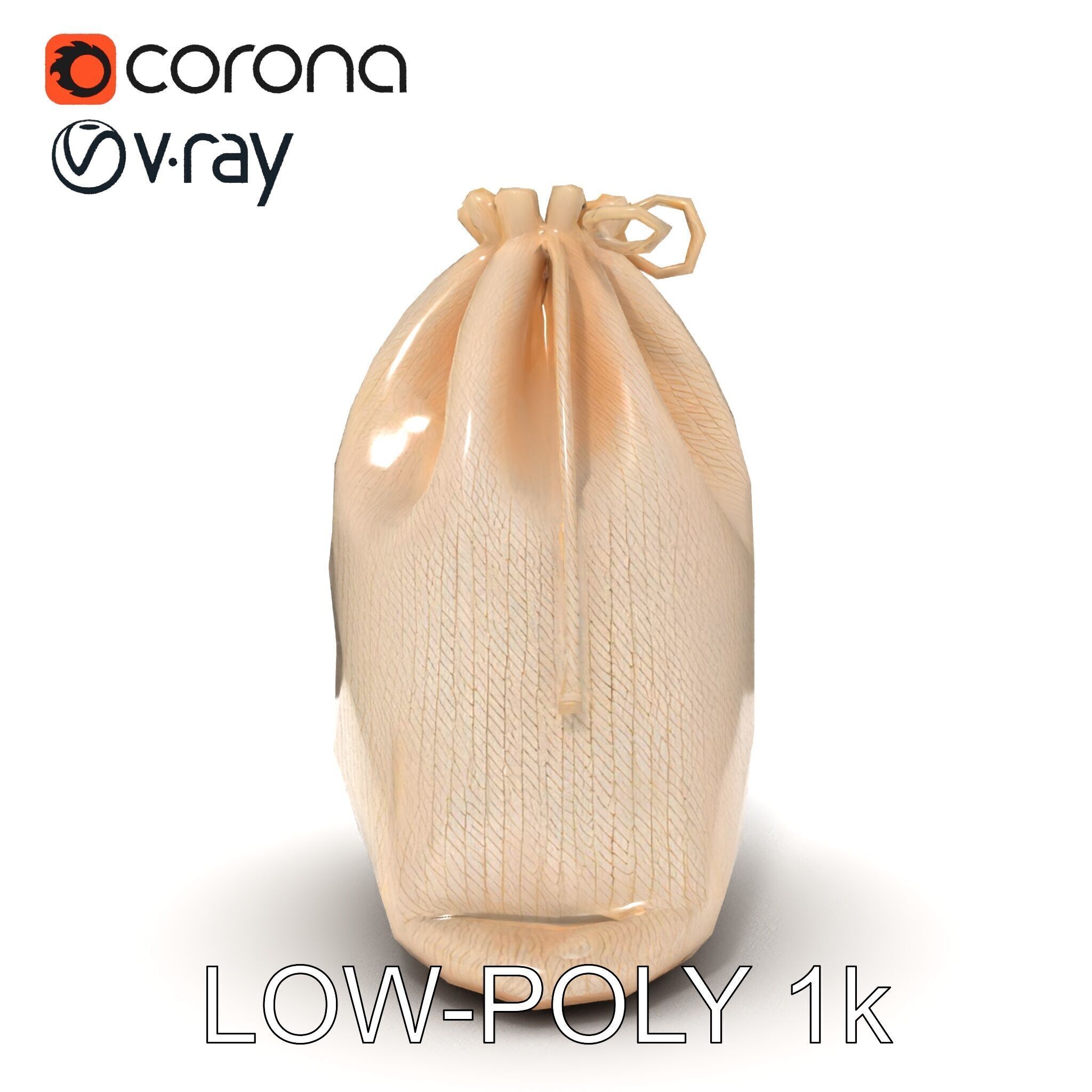 Drawstring Cotton Bag D Model Pack Low-poly 3D model_14