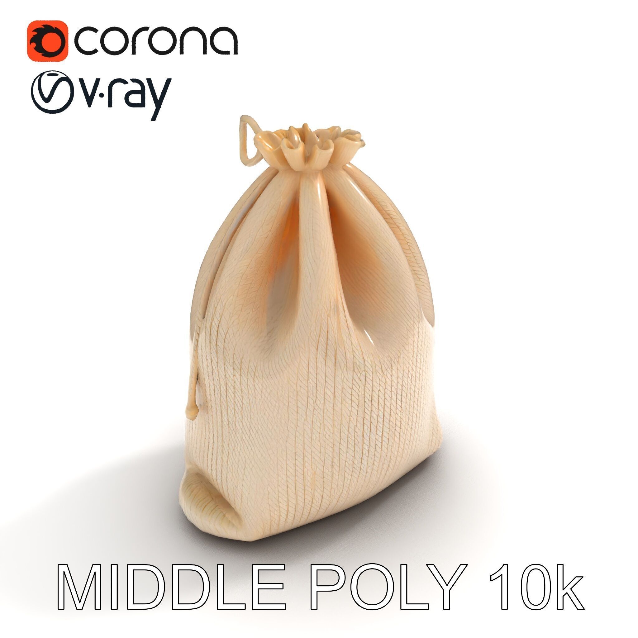 Drawstring Cotton Bag D Model Pack Low-poly 3D model_28