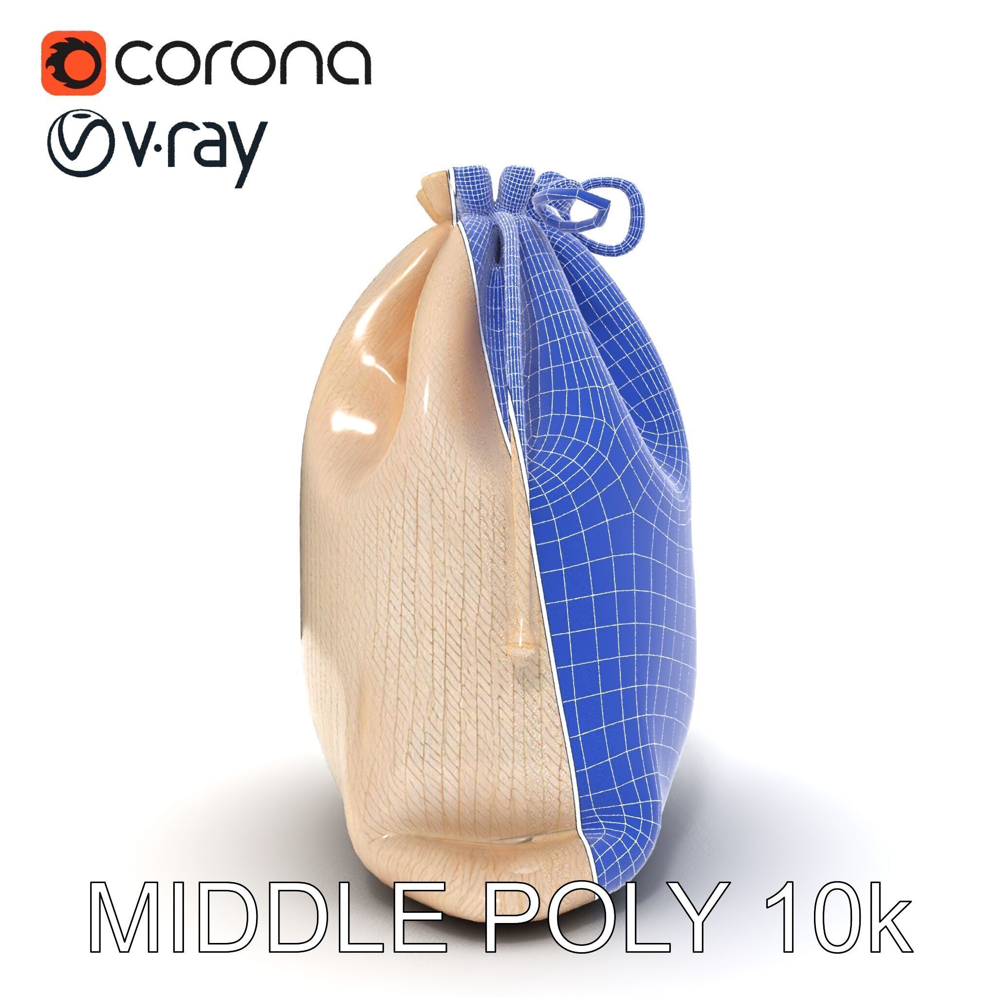 Drawstring Cotton Bag D Model Pack Low-poly 3D model_8