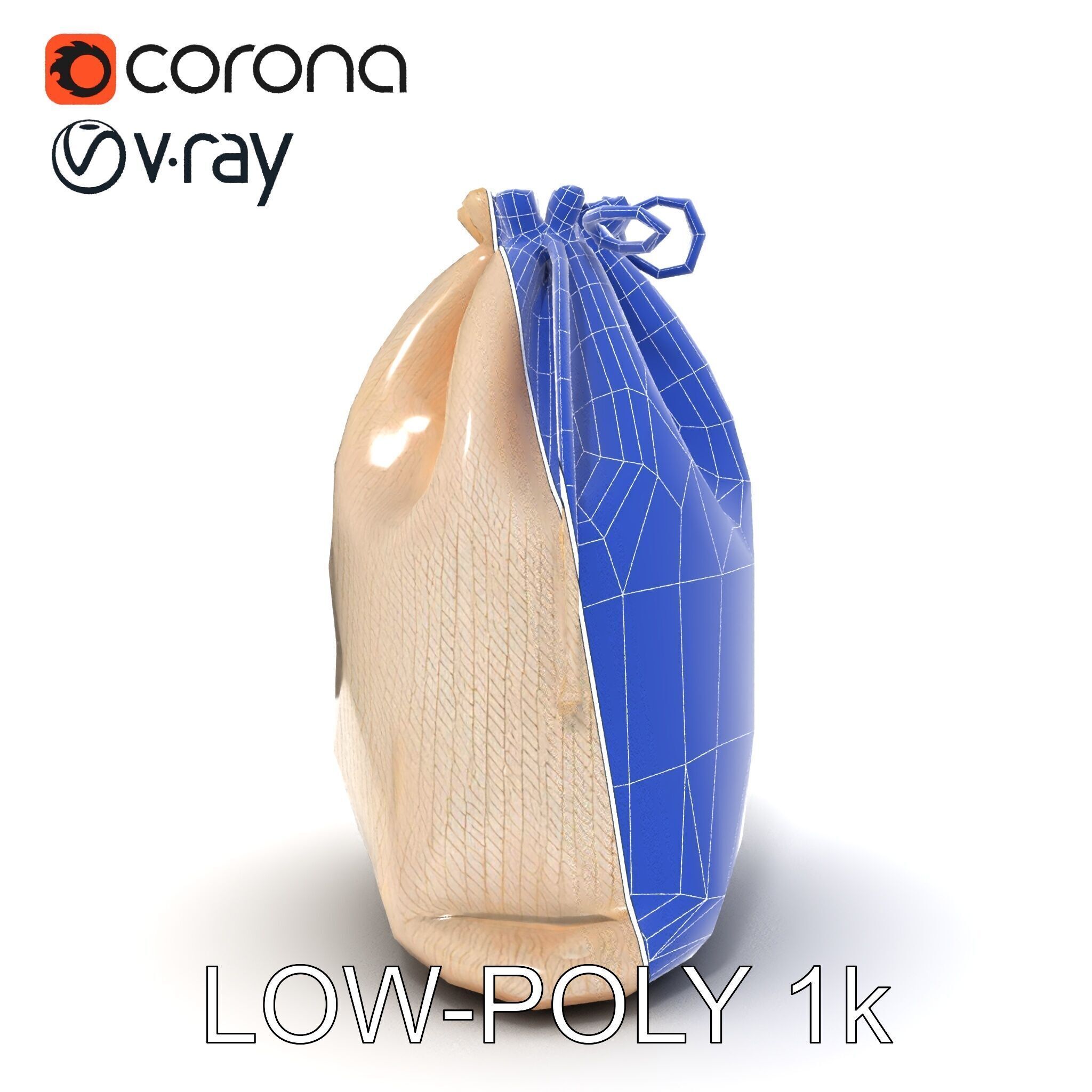Drawstring Cotton Bag D Model Pack Low-poly 3D model_23