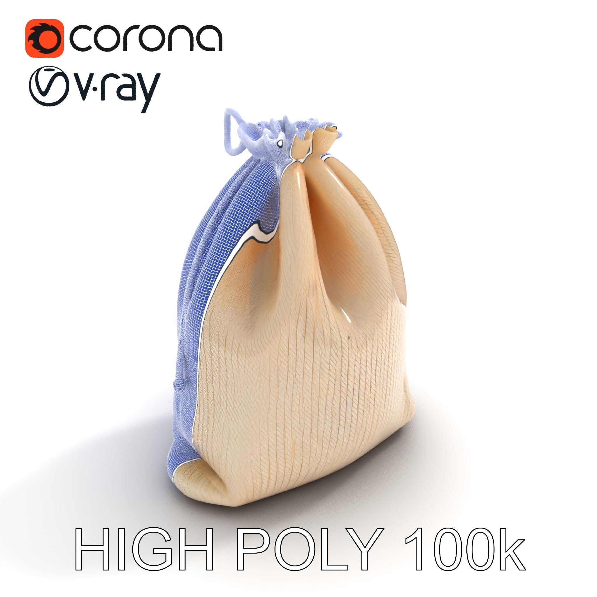 Drawstring Cotton Bag D Model Pack Low-poly 3D model_12