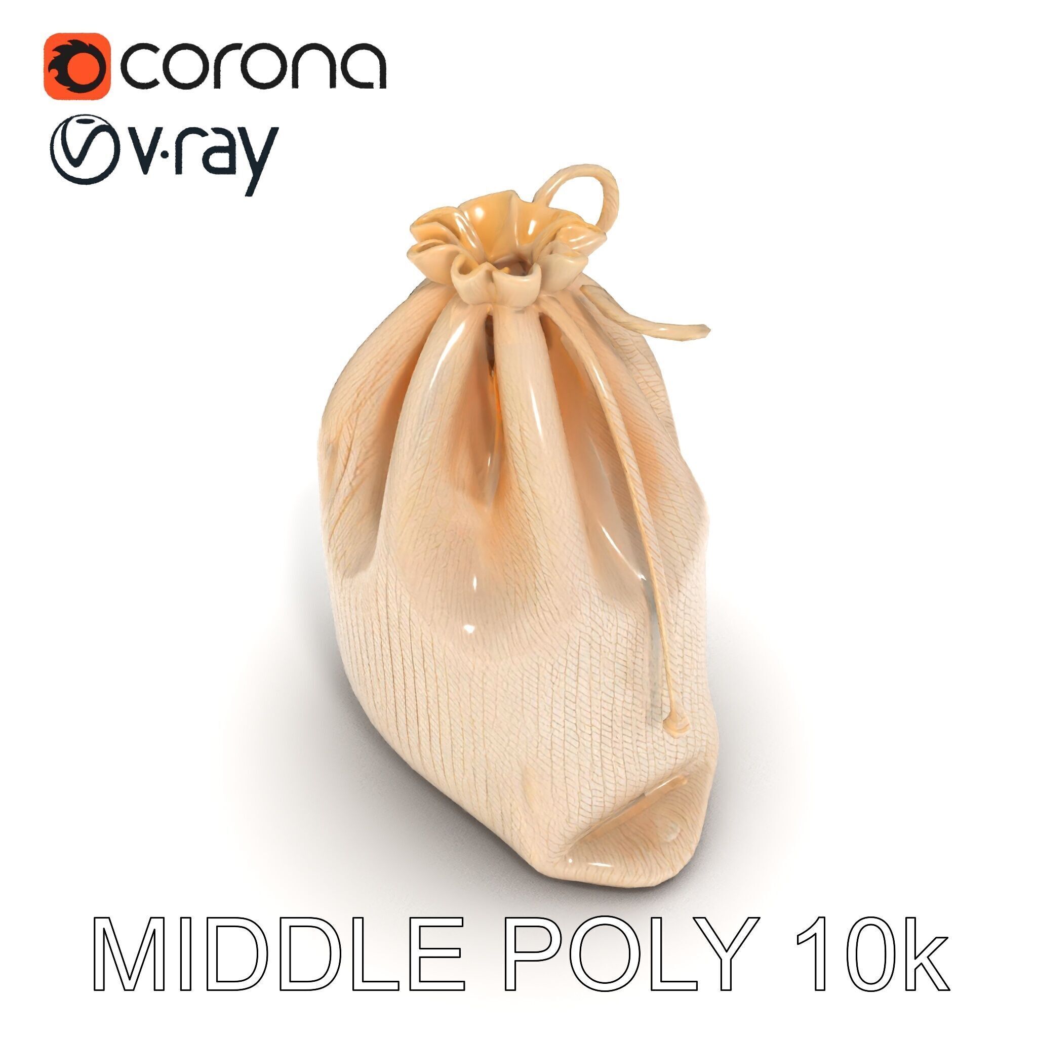 Drawstring Cotton Bag D Model Pack Low-poly 3D model_31