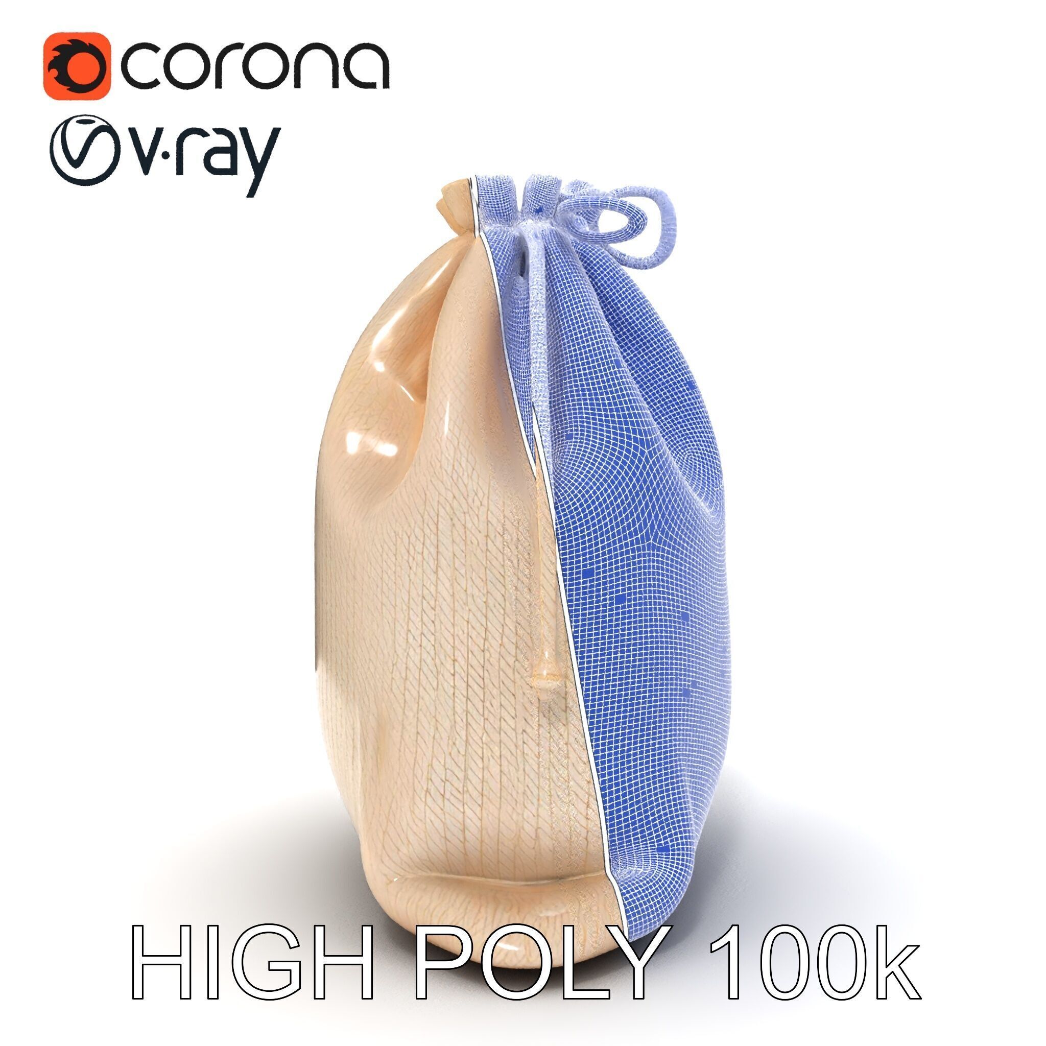 Drawstring Cotton Bag D Model Pack Low-poly 3D model_35