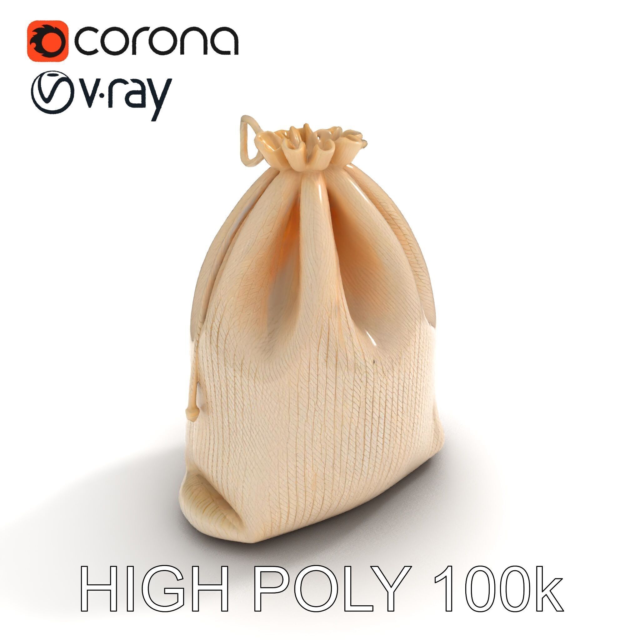 Drawstring Cotton Bag D Model Pack Low-poly 3D model_24