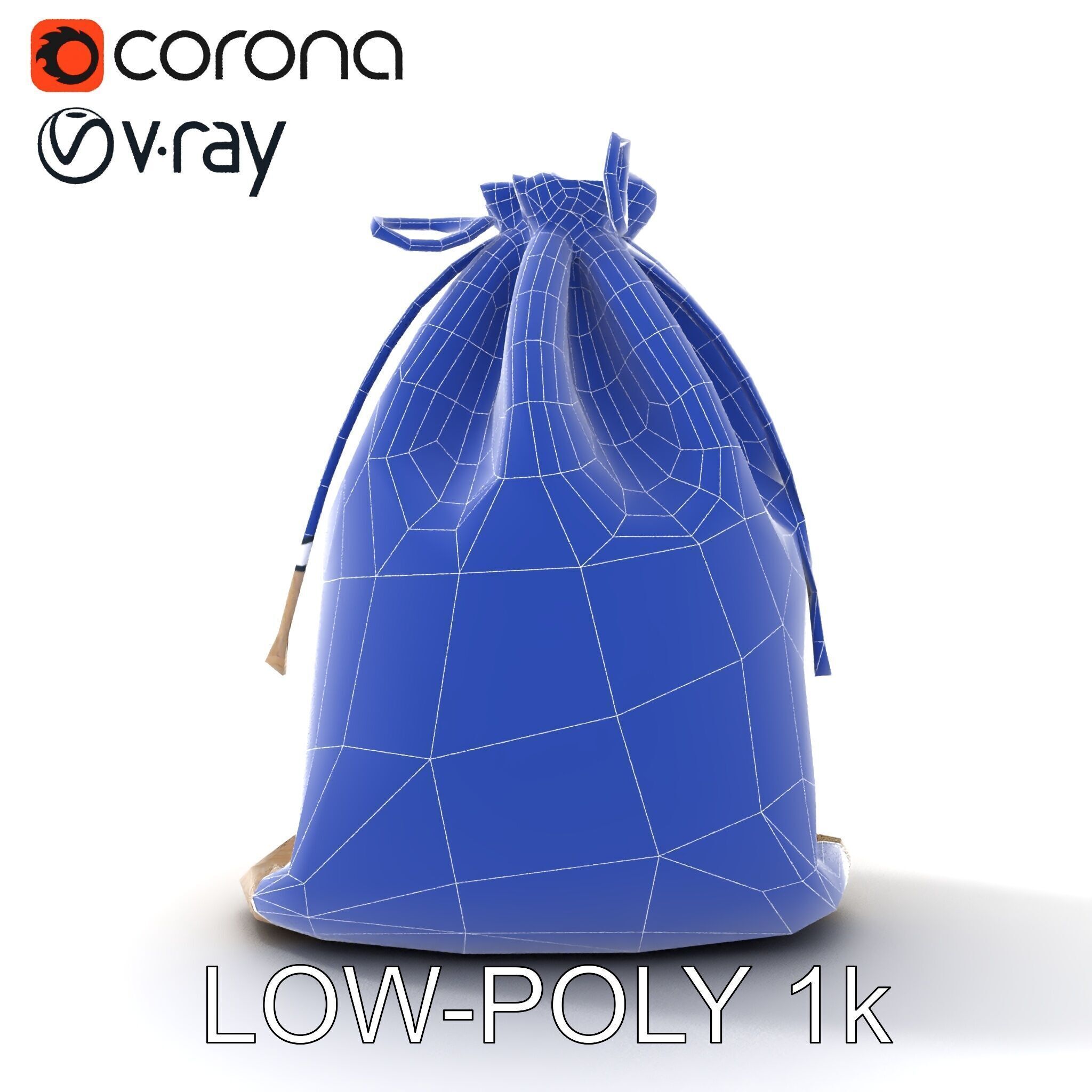 Drawstring Cotton Bag D Model Pack Low-poly 3D model_11