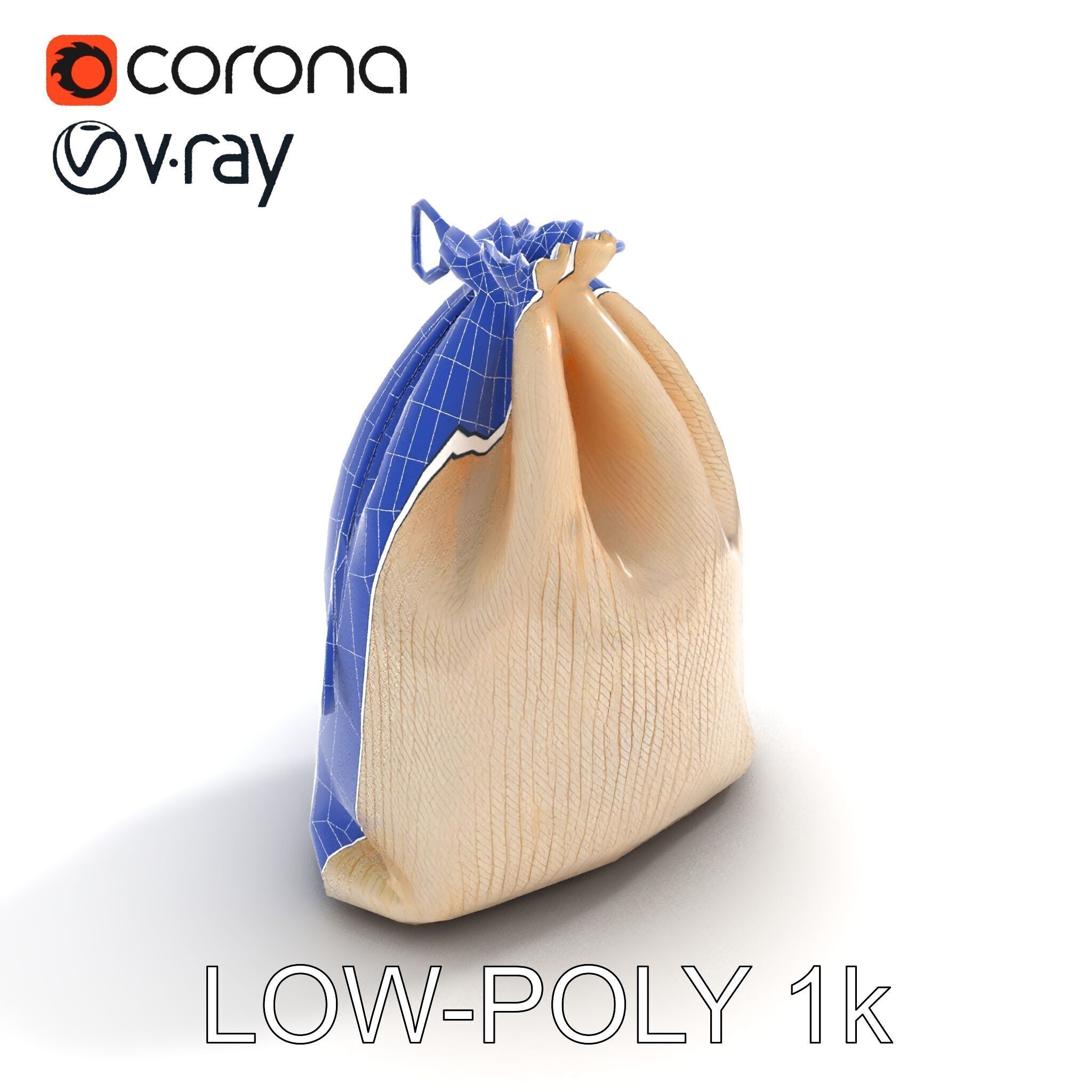Drawstring Cotton Bag D Model Pack Low-poly 3D model_26