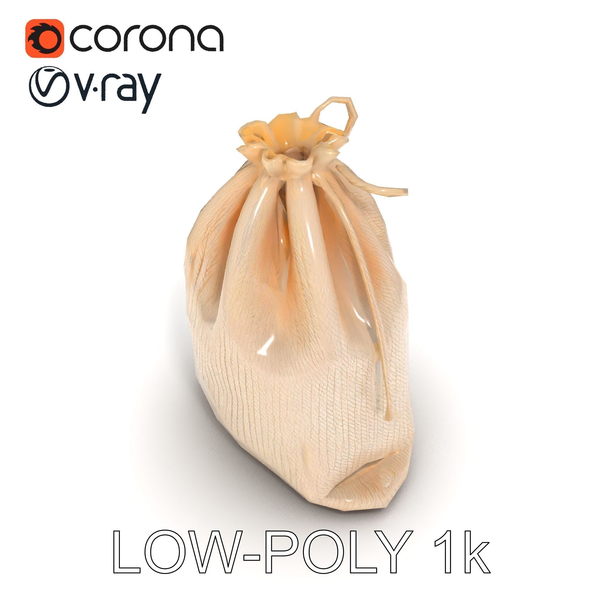 Drawstring Cotton Bag D Model Pack Low-poly 3D model_17