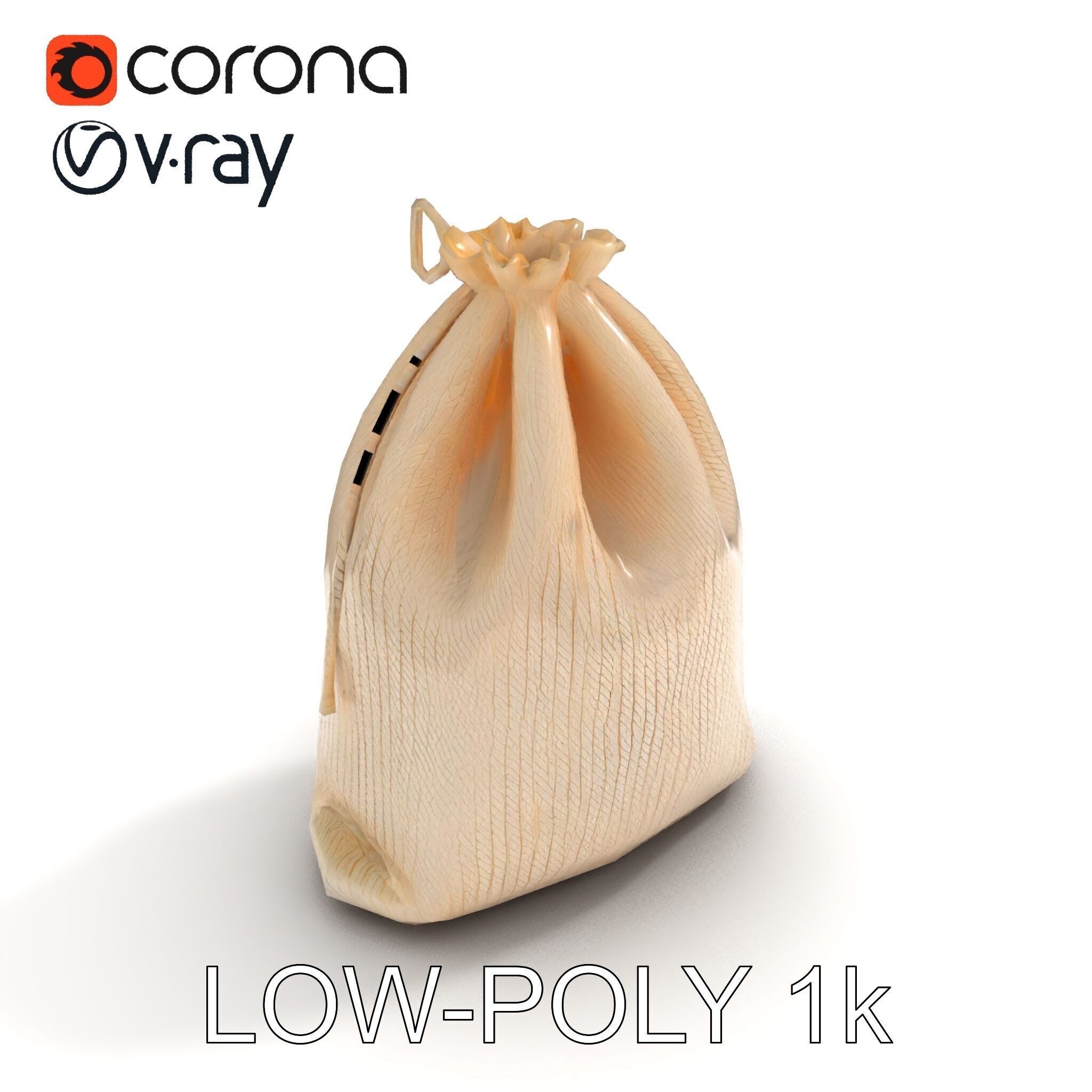 Drawstring Cotton Bag D Model Pack Low-poly 3D model_20