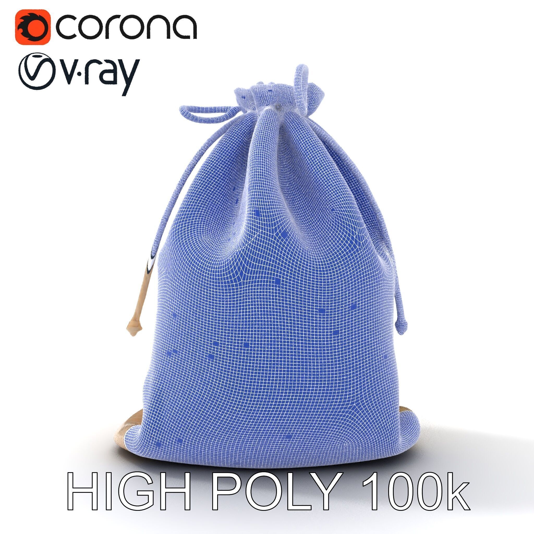 Drawstring Cotton Bag D Model Pack Low-poly 3D model_15