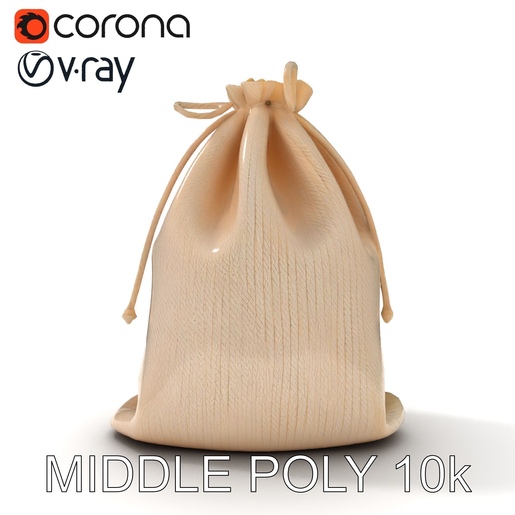 Drawstring Cotton Bag D Model Pack Low-poly 3D model_33