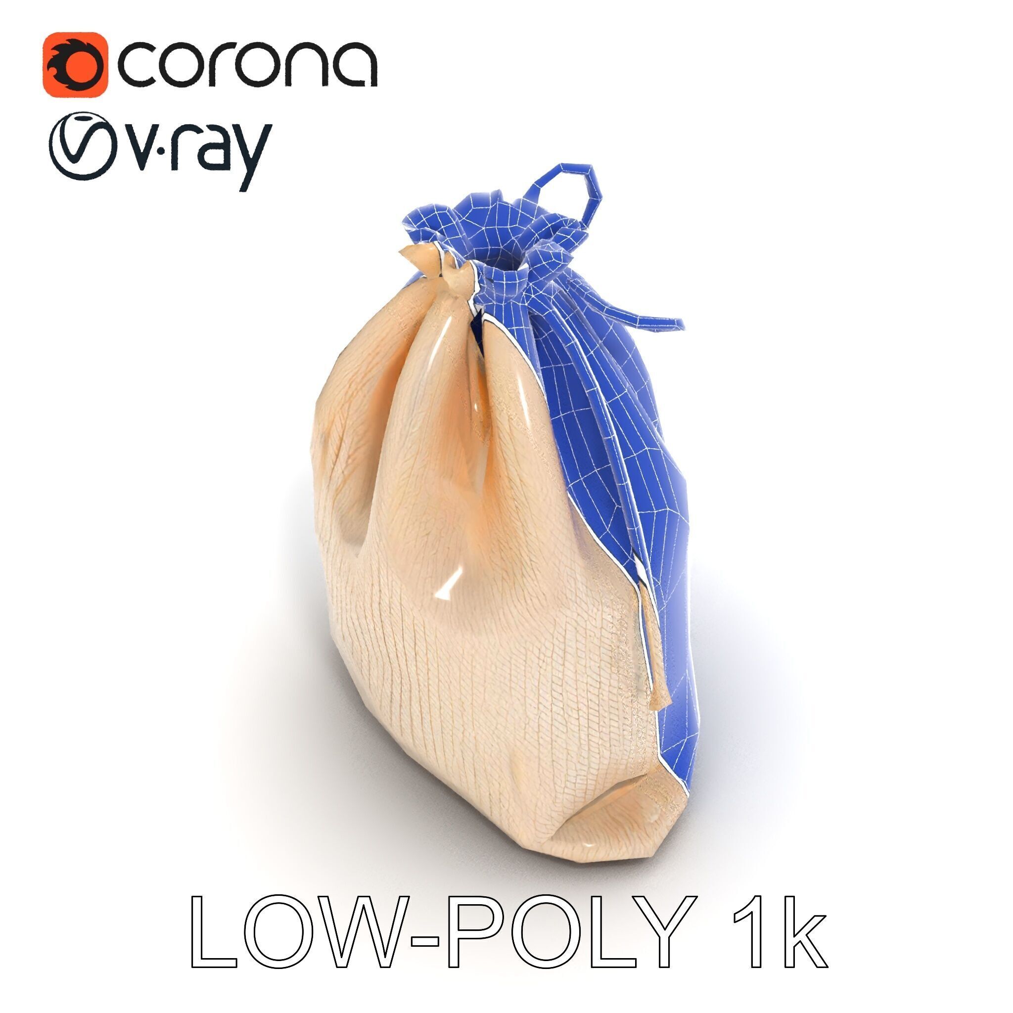 Drawstring Cotton Bag D Model Pack Low-poly 3D model_34