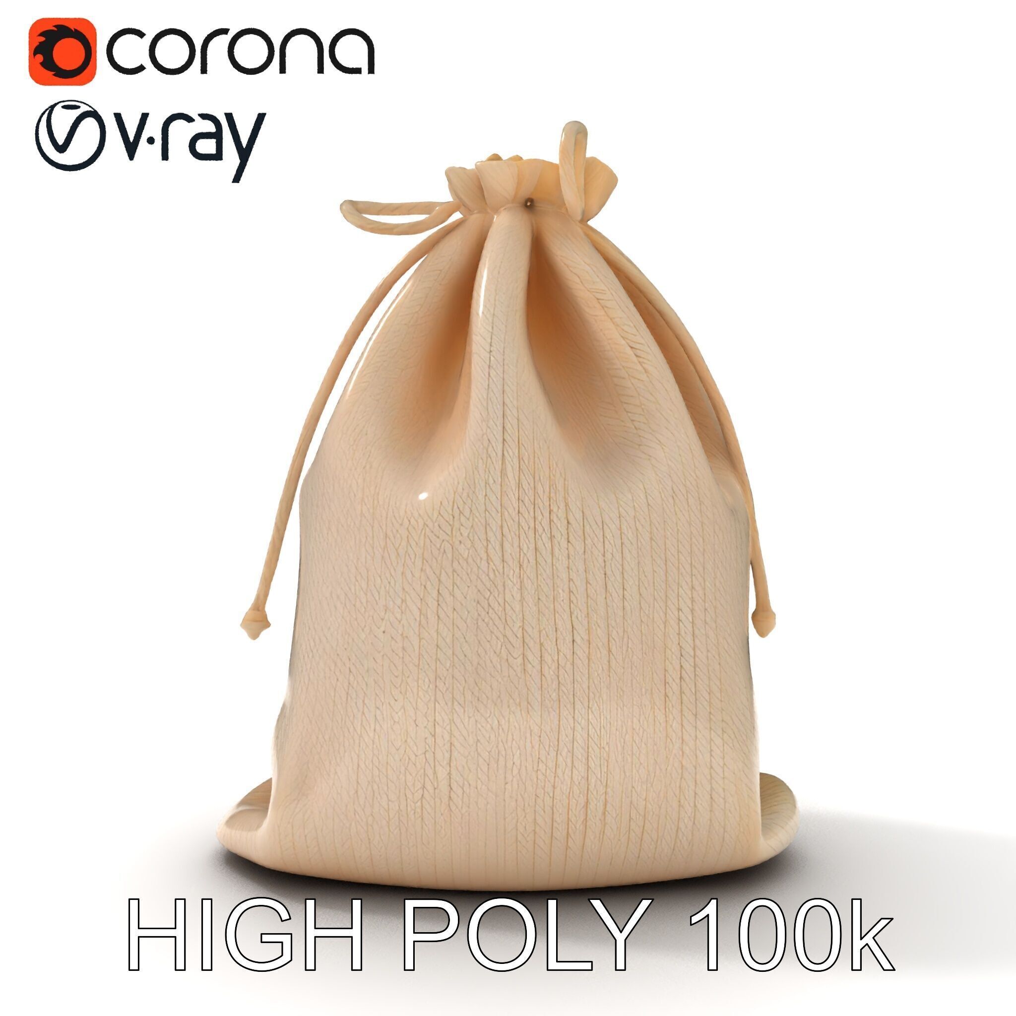 Drawstring Cotton Bag D Model Pack Low-poly 3D model_27