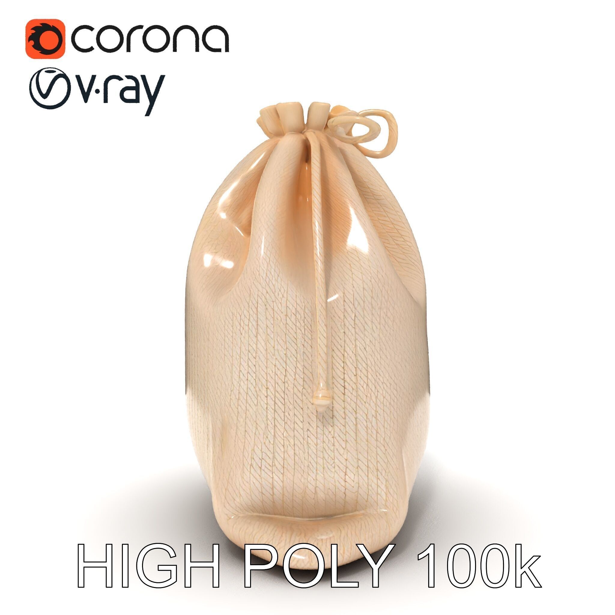 Drawstring Cotton Bag D Model Pack Low-poly 3D model_18