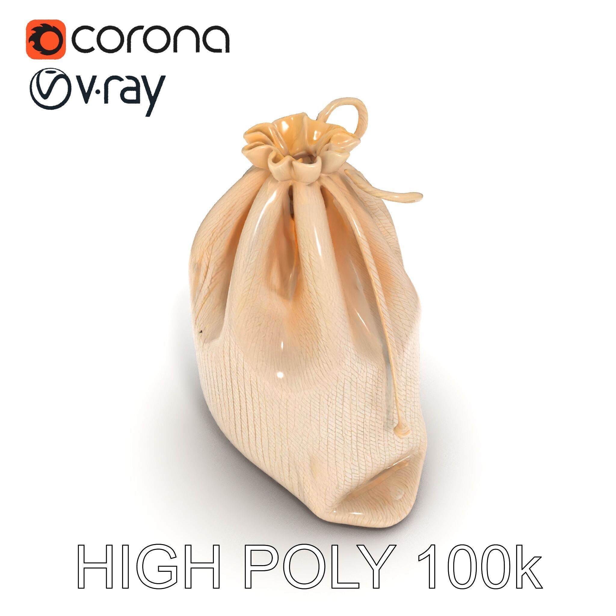 Drawstring Cotton Bag D Model Pack Low-poly 3D model_30