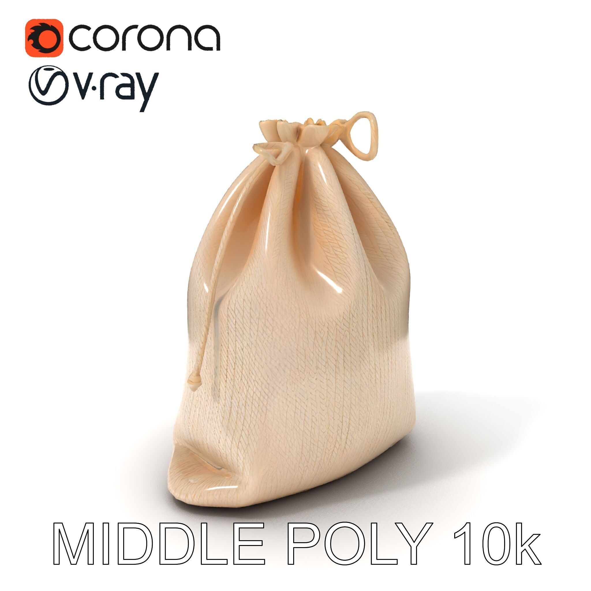 Drawstring Cotton Bag D Model Pack Low-poly 3D model_6