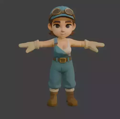 Standing Girl 3D Model Stylized Female Character