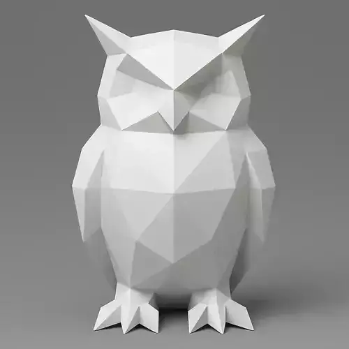 Low Poly Owl Sculpture