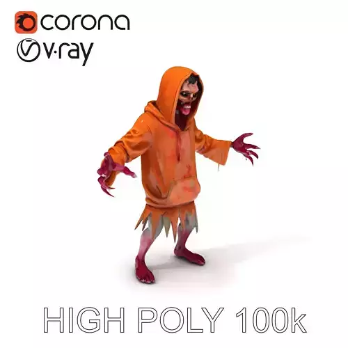 Hooded Zombie Skeleton with Tattered Robe D Model Low-poly 3D model
