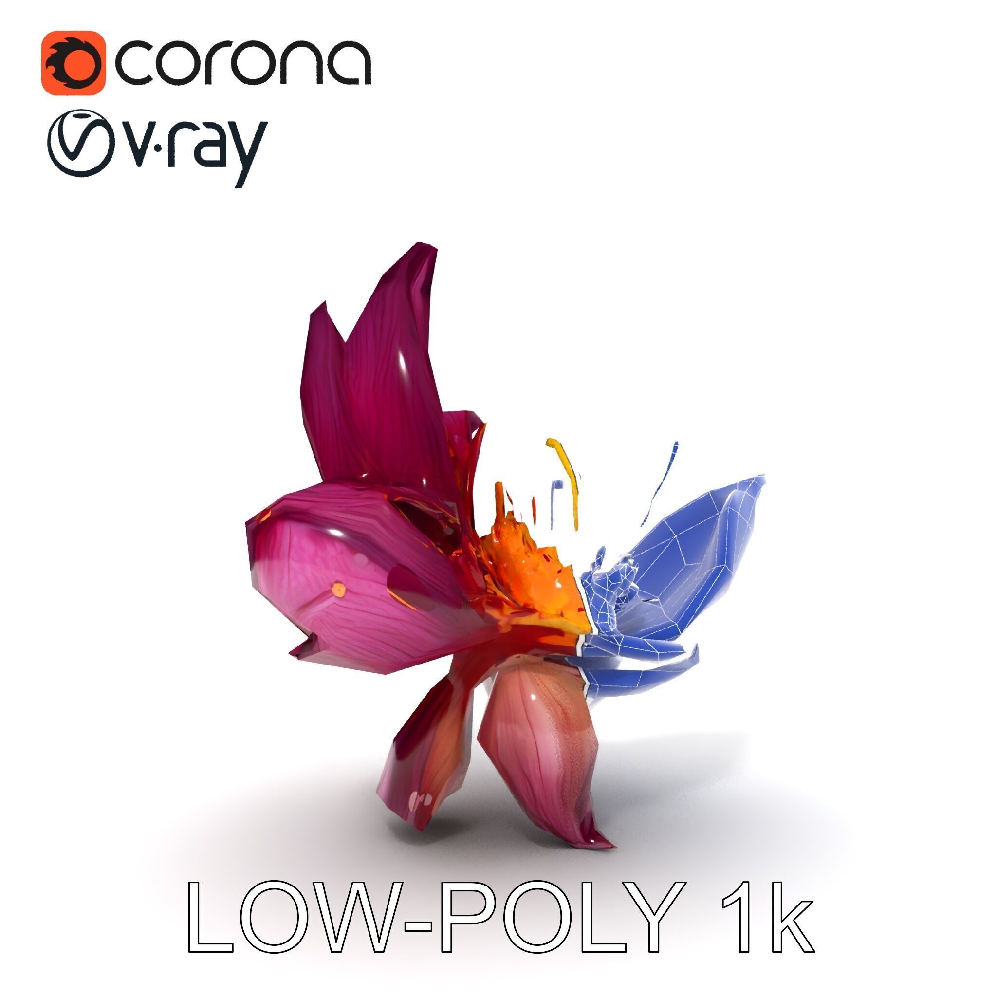 Exotic Flower Model Pack with PBR Textures Low-poly 3D model_9