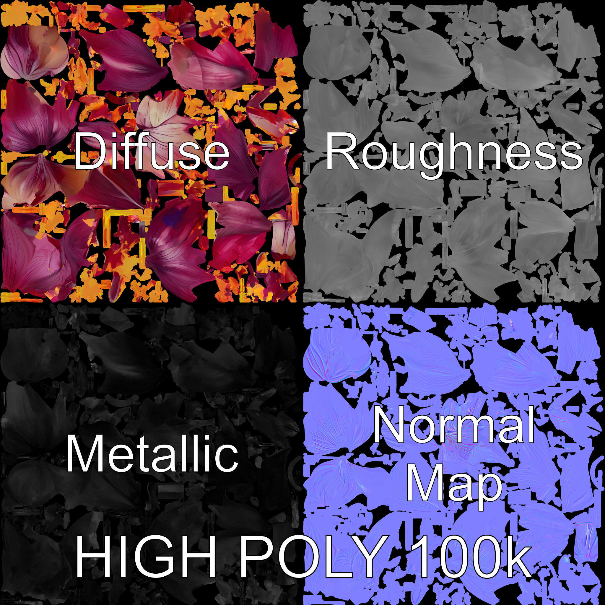 Exotic Flower Model Pack with PBR Textures Low-poly 3D model_2