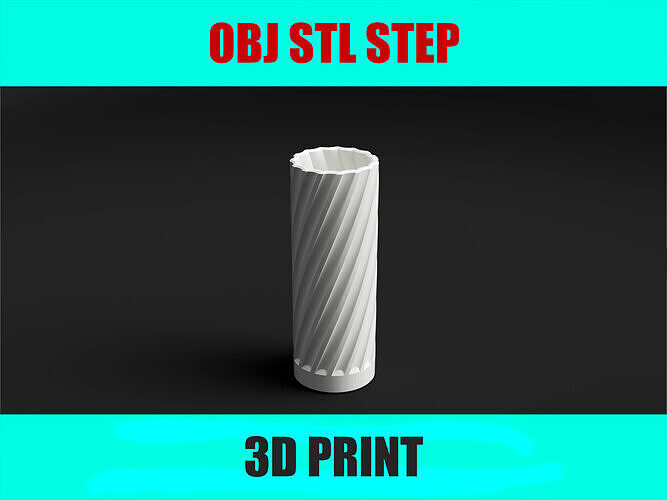 Tubus Spiral Vase 3D Model Modern Cylinder Vase STL File 3D print model