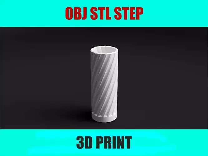 Tubus Spiral Vase 3D Model Modern Cylinder Vase STL File 3D print model