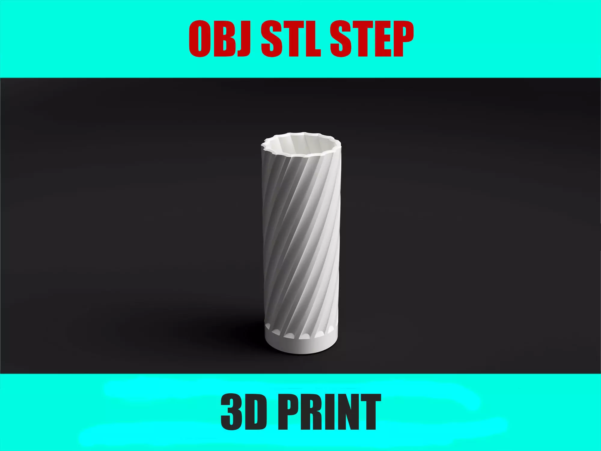 Tubus Spiral Vase 3D Model Modern Cylinder Vase STL File 3D print model_0